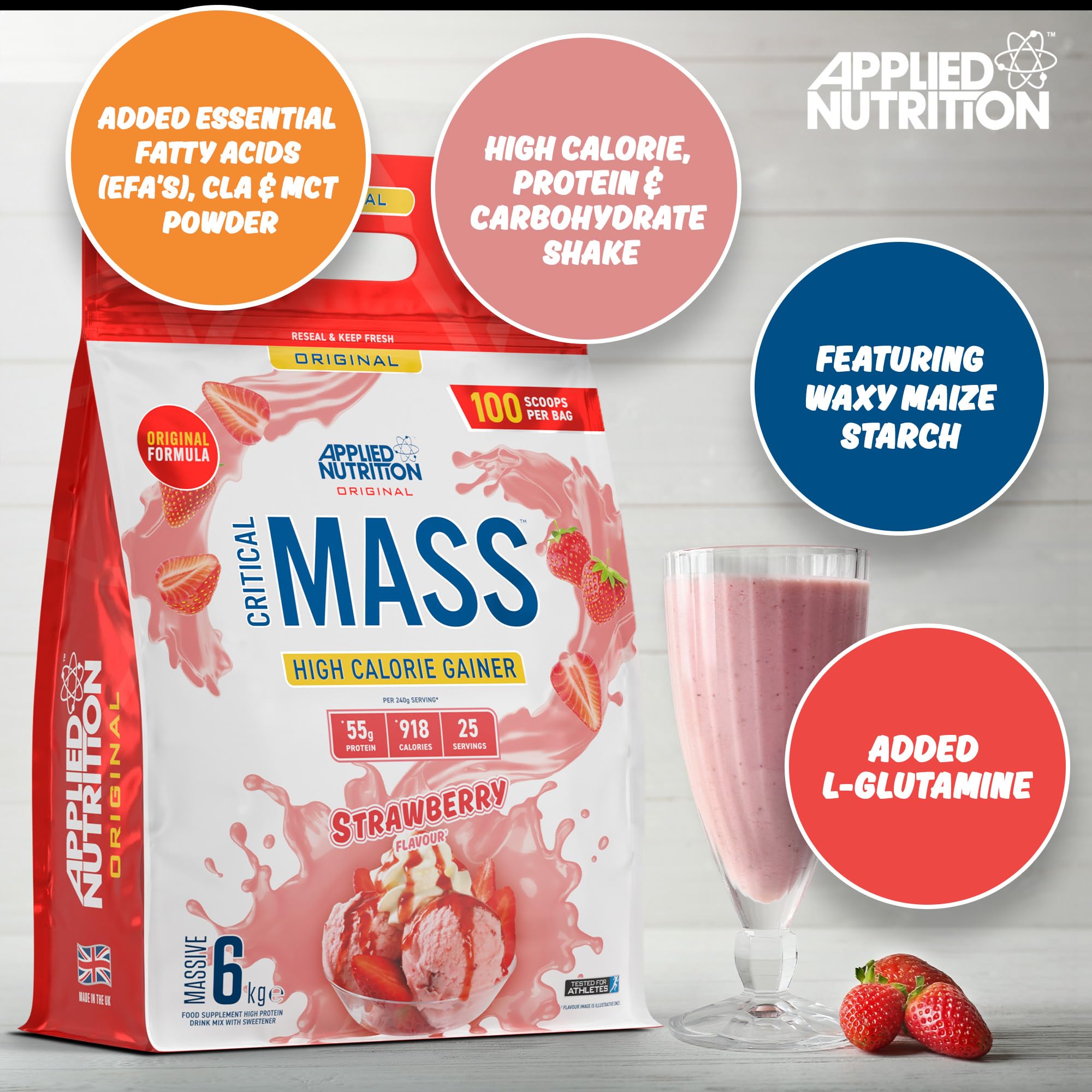Applied Nutrition Critical Mass ORIGINAL Weight Gainer - 6kg for Muscle Building & Bodybuilding | Perfect for Post-Workout Recovery & Bulking Phases