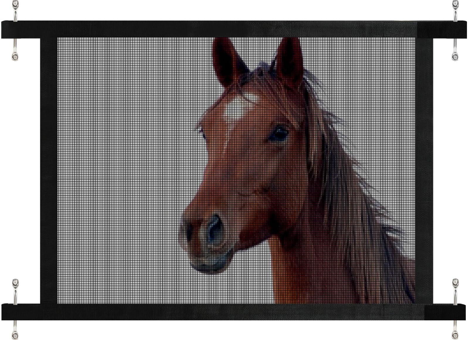 Horse Trailer Window Screen with Hook & Loop - Bug & Debris Protection for Horse Eyes & Ears | Enhanced Airflow Mesh Cover | Perfect for Trailering, Shows & Outdoor Riding
