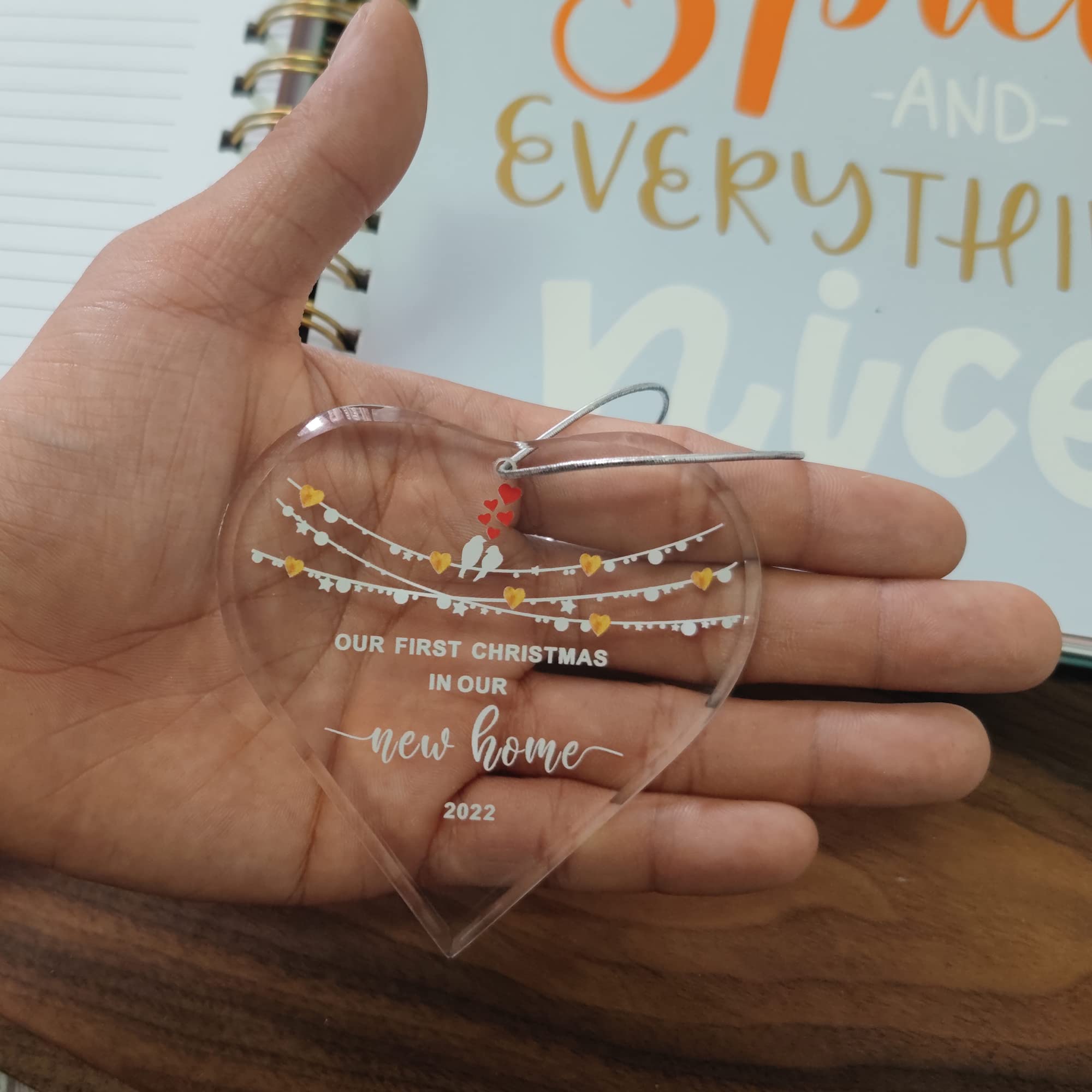 Crystal Glass Heart Shape Christmas Ornament - First Home Keepsake for Newlyweds & Housewarming Gift | Perfect for Holiday Decor, Wedding Anniversary & Christmas Tree Decoration