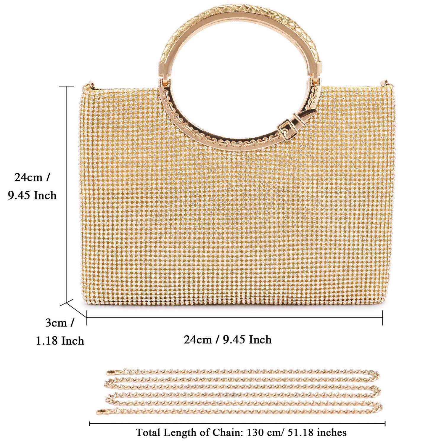 UBORSE Rhinestone Crystal Clutch Purse for Women - Sparkling Evening Bag with Ring Handle for Wedding, Party, Prom & Cocktail Events - Elegant Accessory for Special Occasions