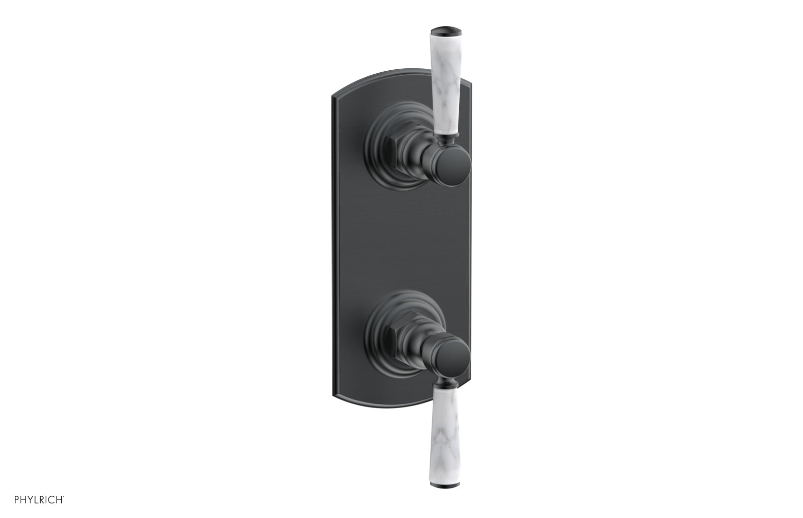 HEX TRADITIONAL / HENRI 1/2 Thermostatic Valve with Volume Control or Diverter - White Marble Handles (4 155) - Perfect for Bathroom & Shower Fixture Upgrades