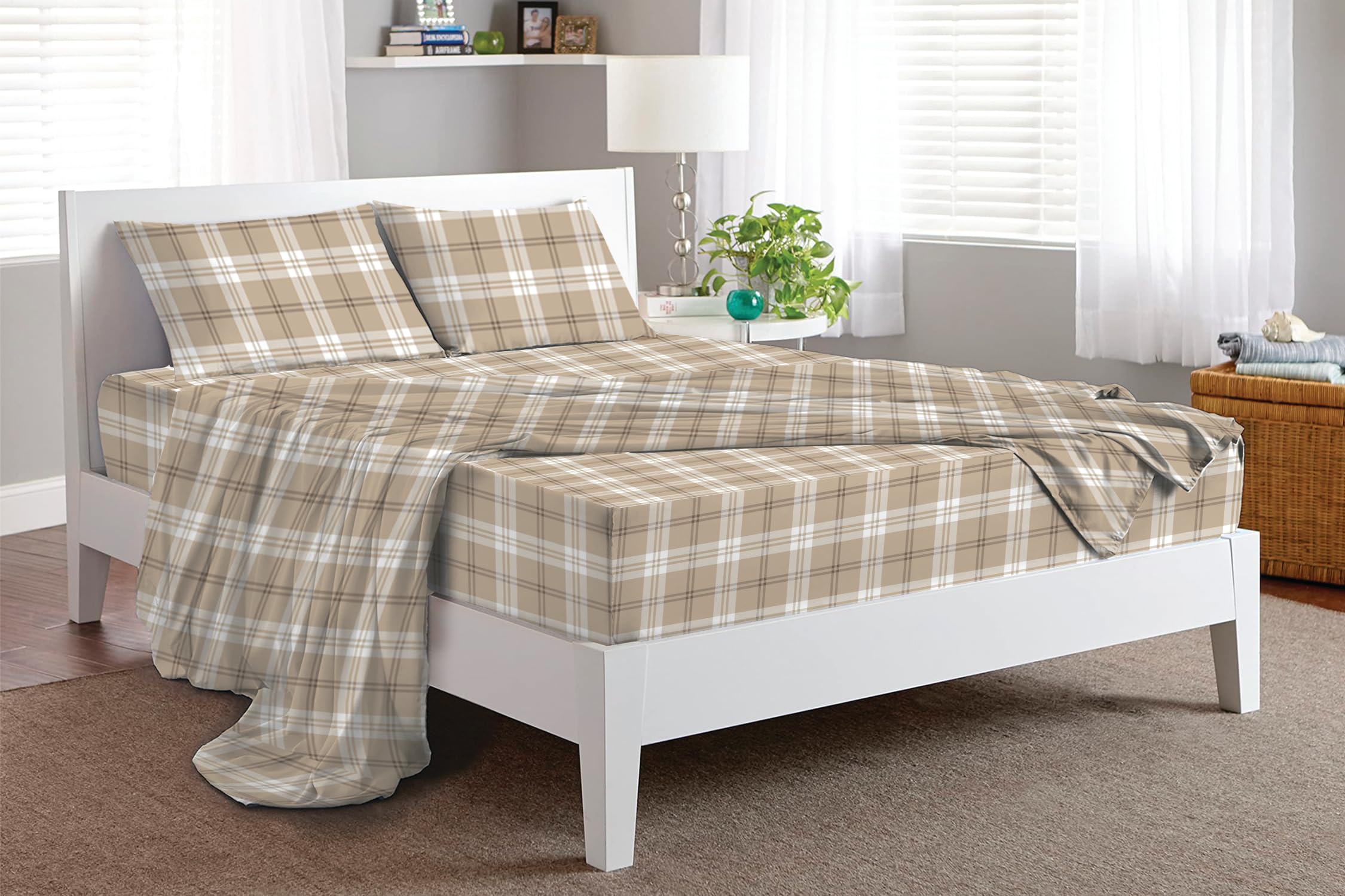 Bliss Casa 4-Piece 100% Cotton Flannel Sheet Set Queen Size - Ultra Soft & Warm Winter Bedding with Deep Pockets - Breathable All-Season Comfort - Double Brushed Luxury Bed Sheets for Cozy Nights - Perfect for Cold Weather & Guest Rooms