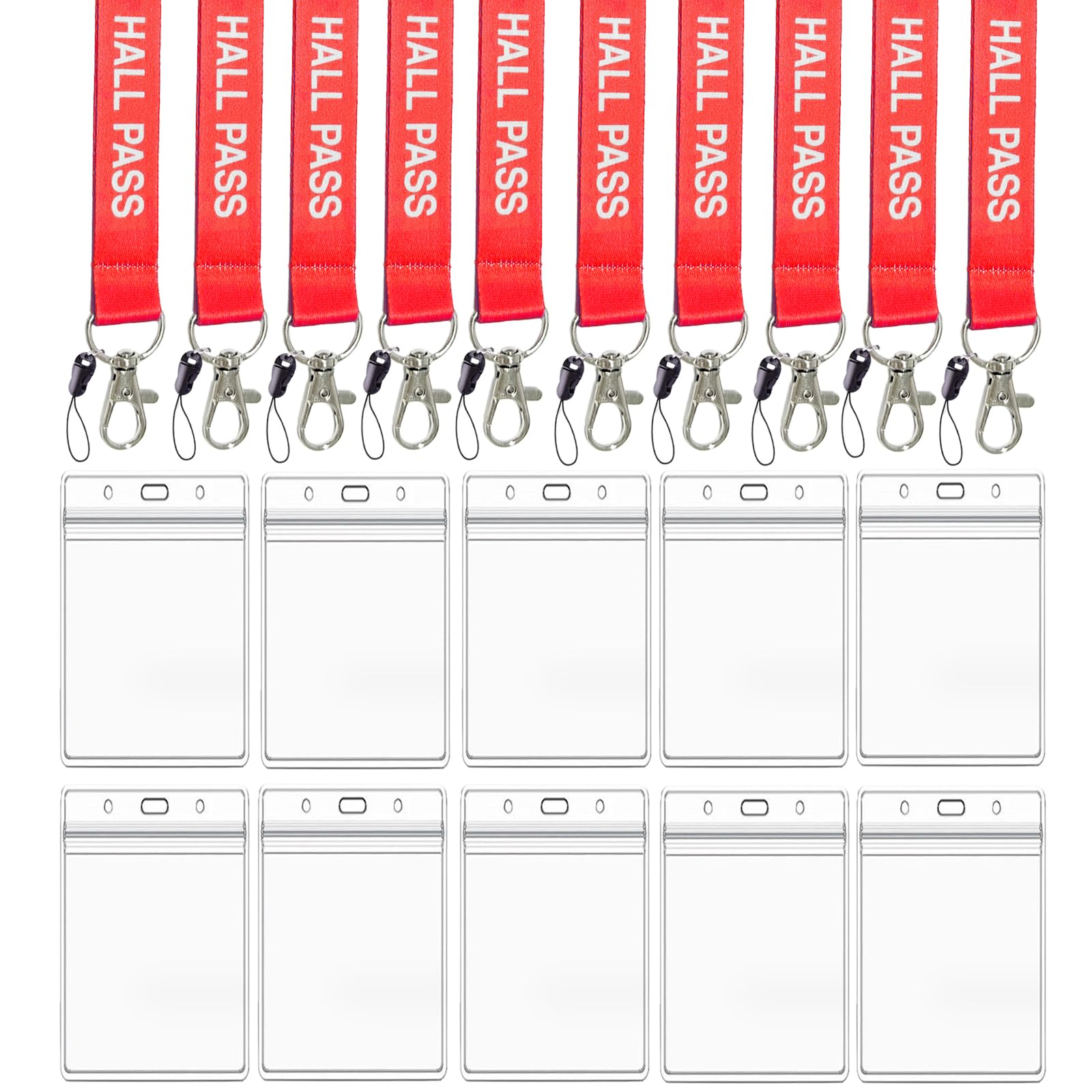 Hall Pass Lanyards with Card Holders - 10 Pack for Teachers & Parents - Perfect for School & Classroom Management