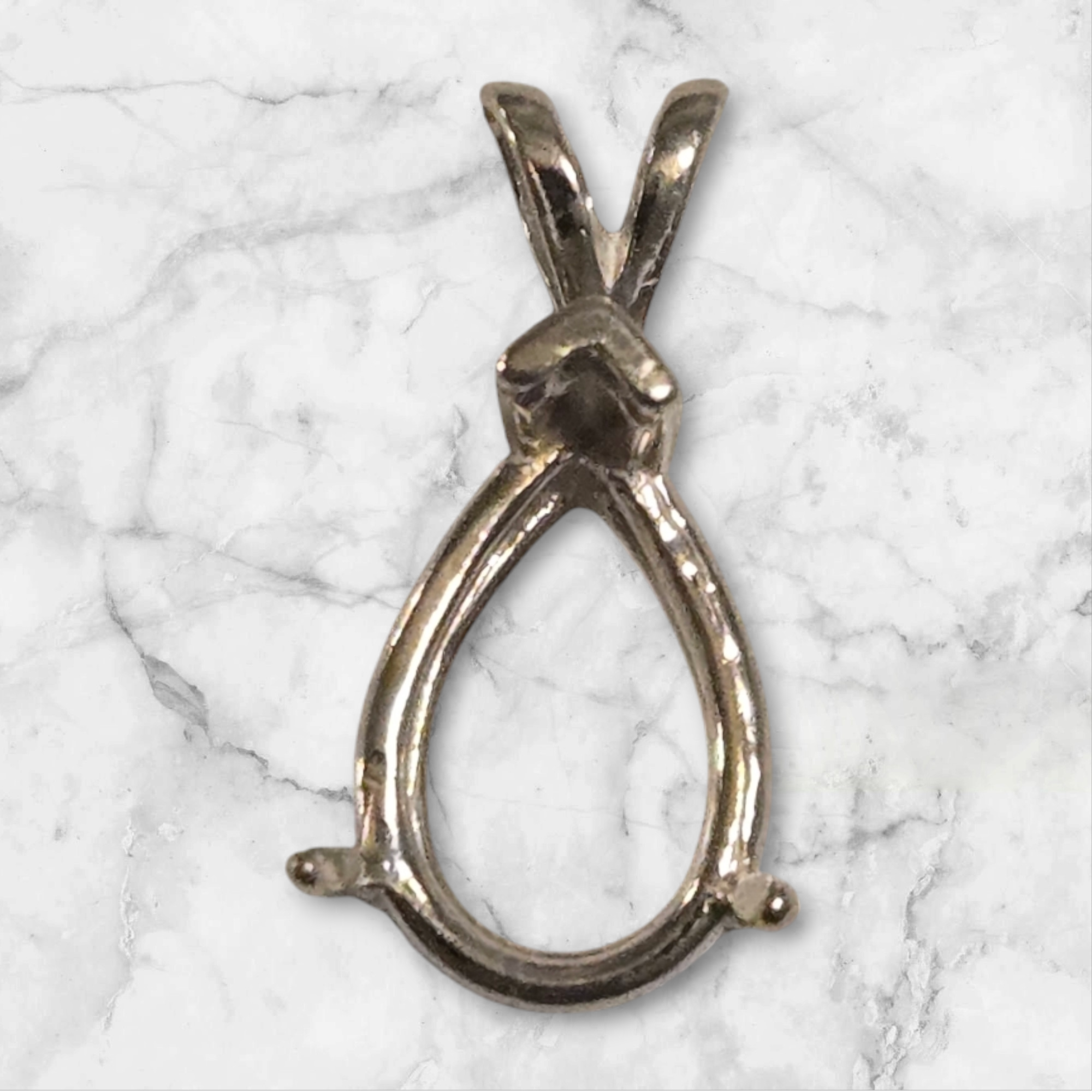 Solid Sterling Silver or 14kt Gold 6x4mm Pear Cut Vee Prong Pendant Setting - Handcrafted in USA (161065/141065) - Perfect for Custom Jewelry Making & Engagement Ring Designs
