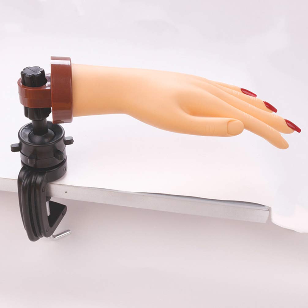 SOLUSTRE Acrylic Nail Practice Hand - Mannequin Hand for Nail Art Training, Display & Manicure Practice - PVC Desktop Fake Hand for Nail Technicians & Students - Perfect for Salon, Beauty School & Home Use