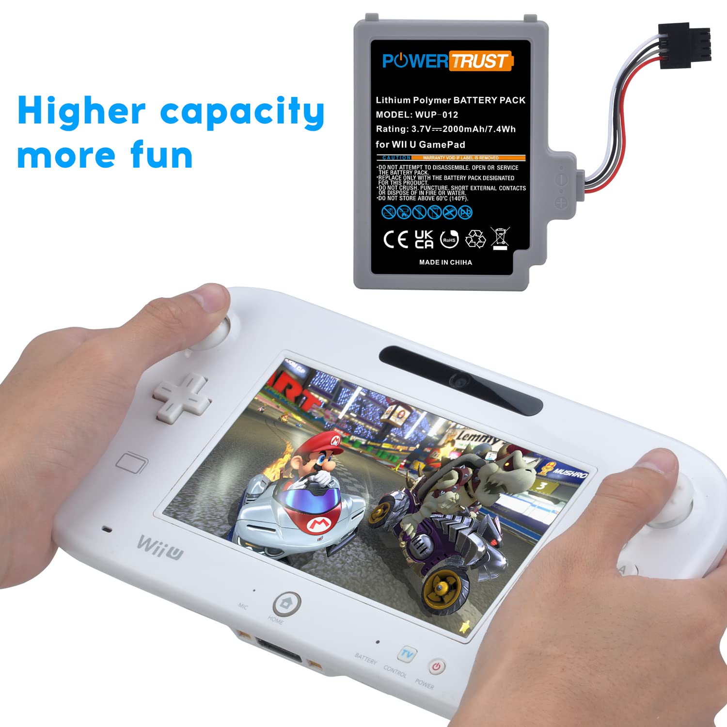 2000mAh Rechargeable Battery Pack for Nintendo Wii U Gamepad - Compatible with WUP-012 & WUP-010 Models - Long-Lasting Power for Extended Gaming Sessions