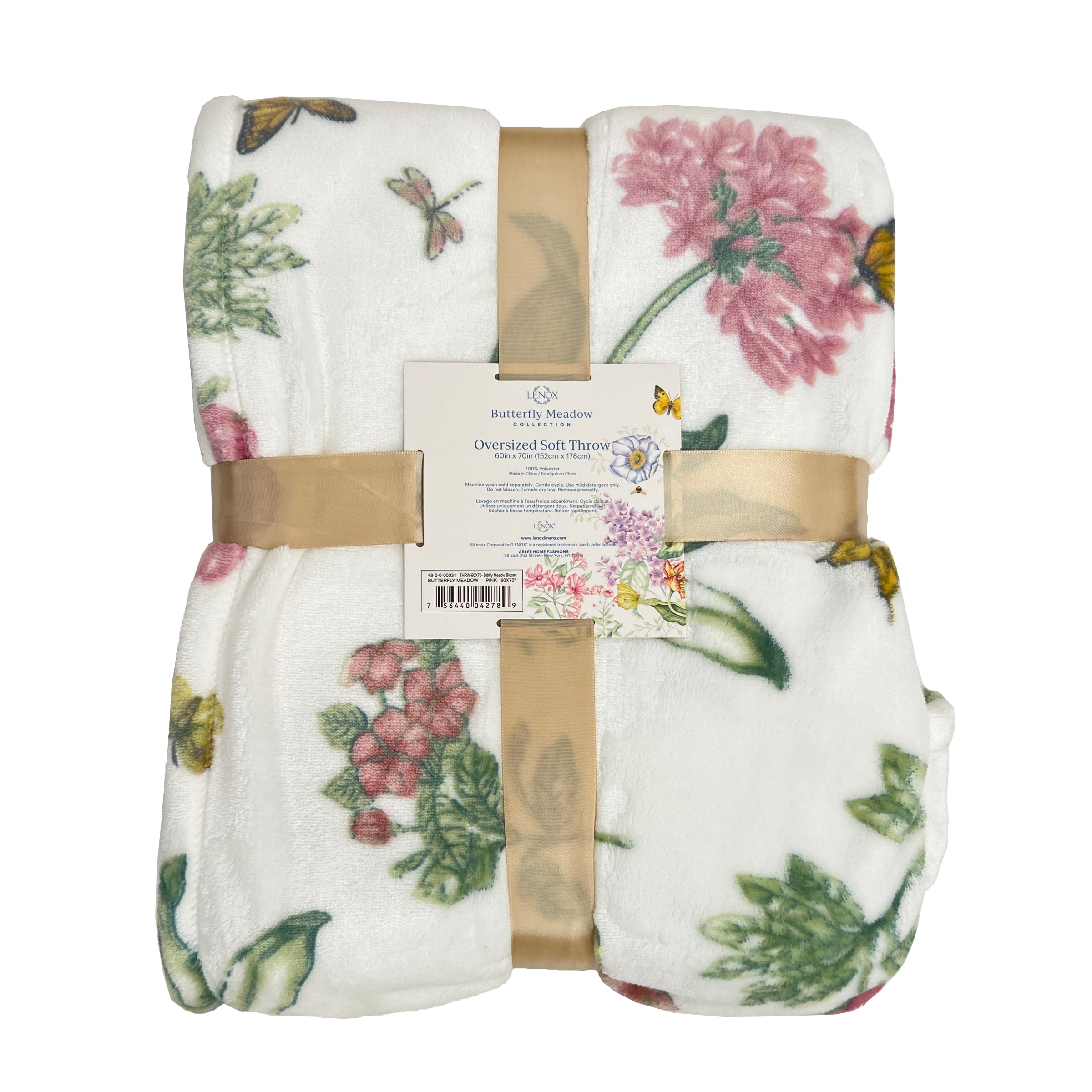 Butterfly Meadow Bloom Pink Throw Blanket - Soft Cozy Floral Design for Bed, Couch & Sofa - Perfect for Home Decor, Living Room, Bedroom & Gift Giving