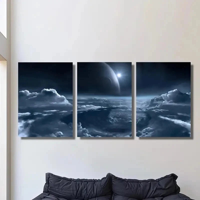 3-Piece Outer Solar Planet Metal Wall Art - Ready to Hang Aerospace Decor for Living Room, Bedroom & Office Space