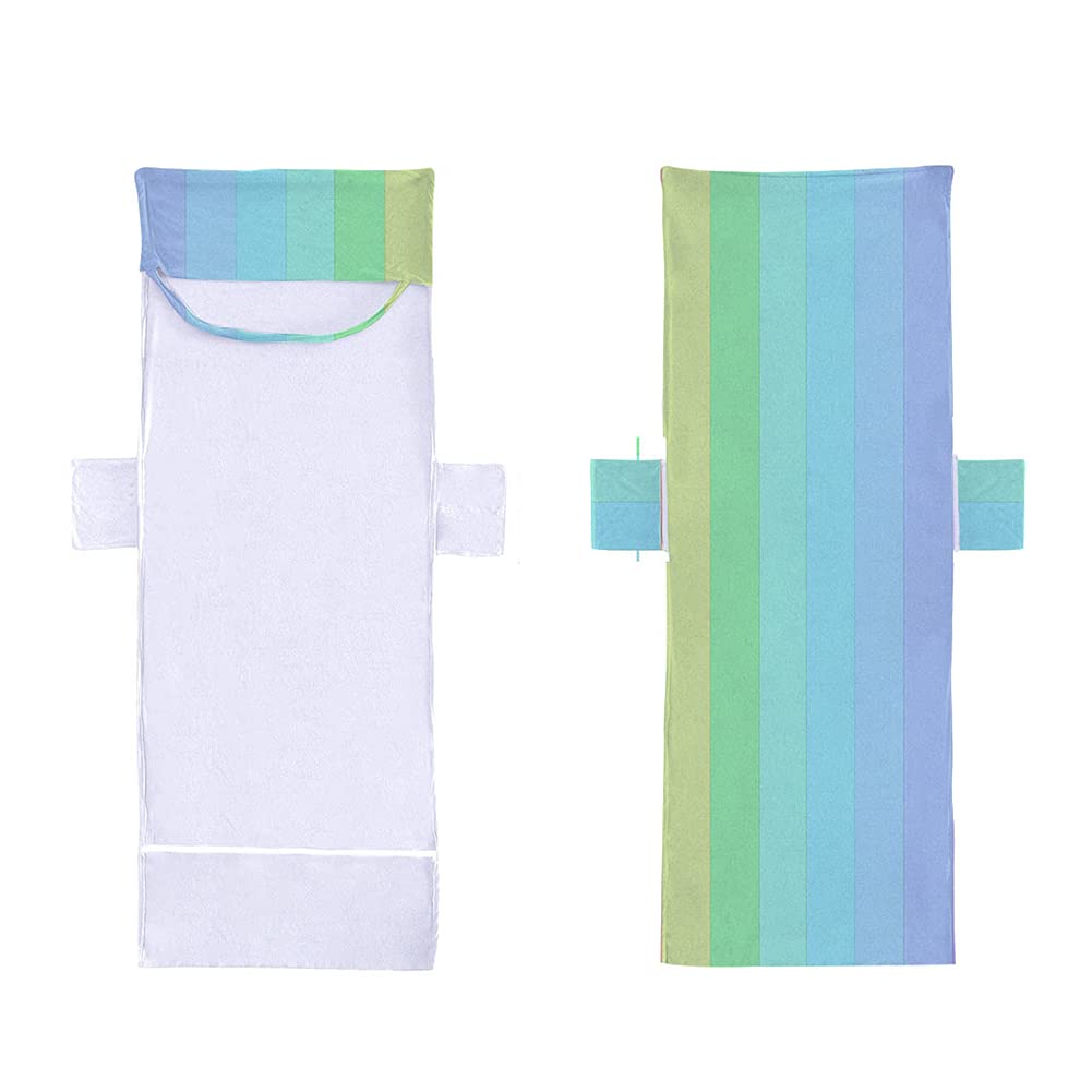 Waterproof Patio Chaise Lounge Covers - Soft Microfiber Beach Chair Towel Cover with Side Pockets (83