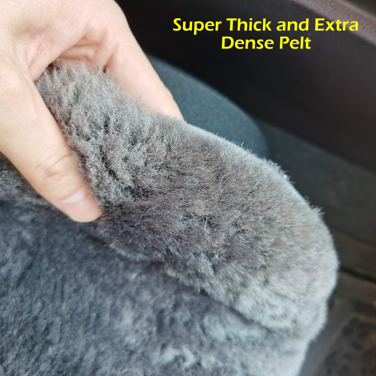 Genuine Australian Sheepskin Car Seat Cover - Natural Pure Wool, Universal Fit for Most Cars, SUVs, Trucks & Minivans - Easy Installation, 1 Pack (Charcoal) - Perfect for Long Drives, Winter Warmth & Luxury Comfort