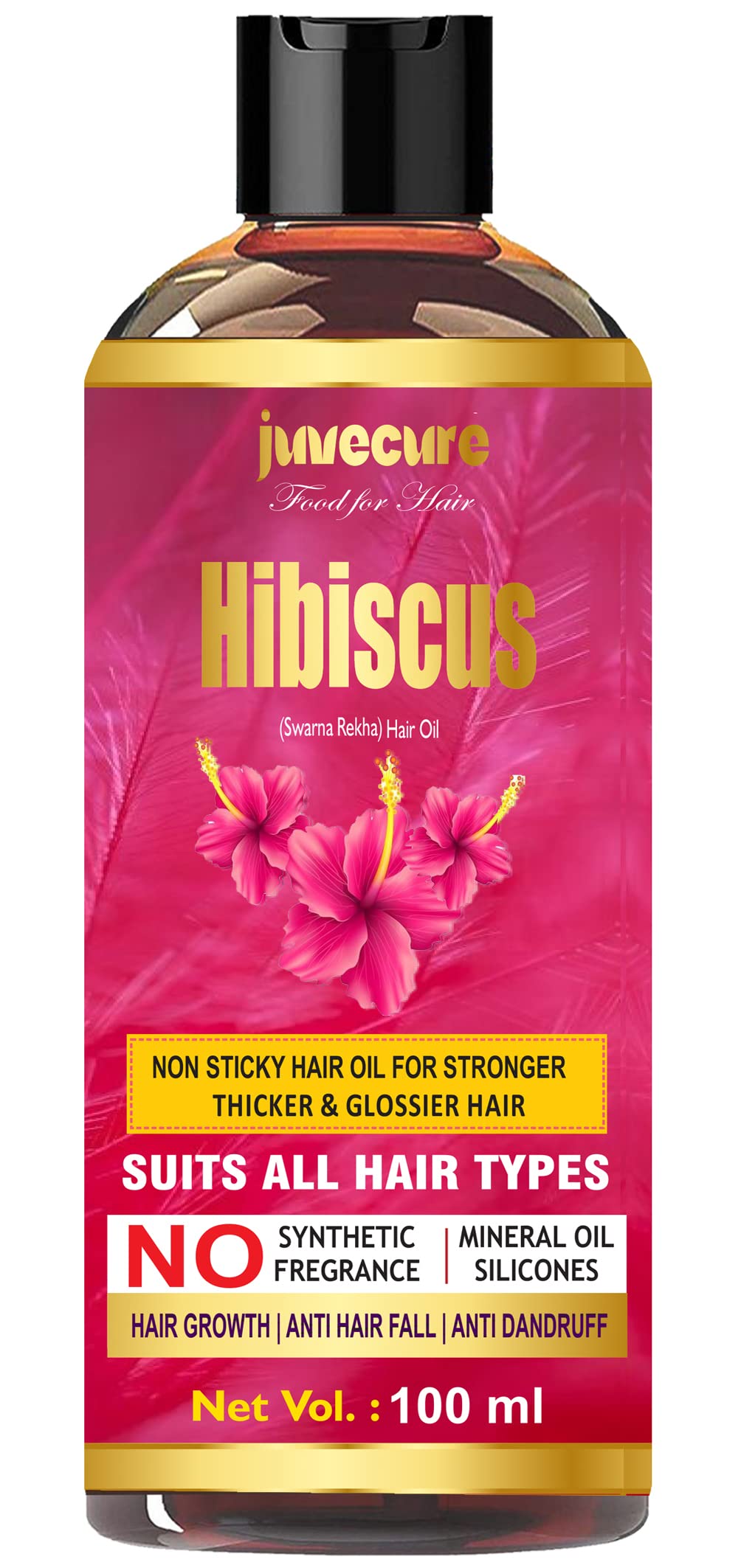 Juvecure Natural Hibiscus Hair Oil (Gudhal Ka Tail) - 100ml Anti Hair Fall Treatment with 13 Natural Oils for Stronger, Healthier Hair - Perfect for Daily Hair Care & Scalp Massage