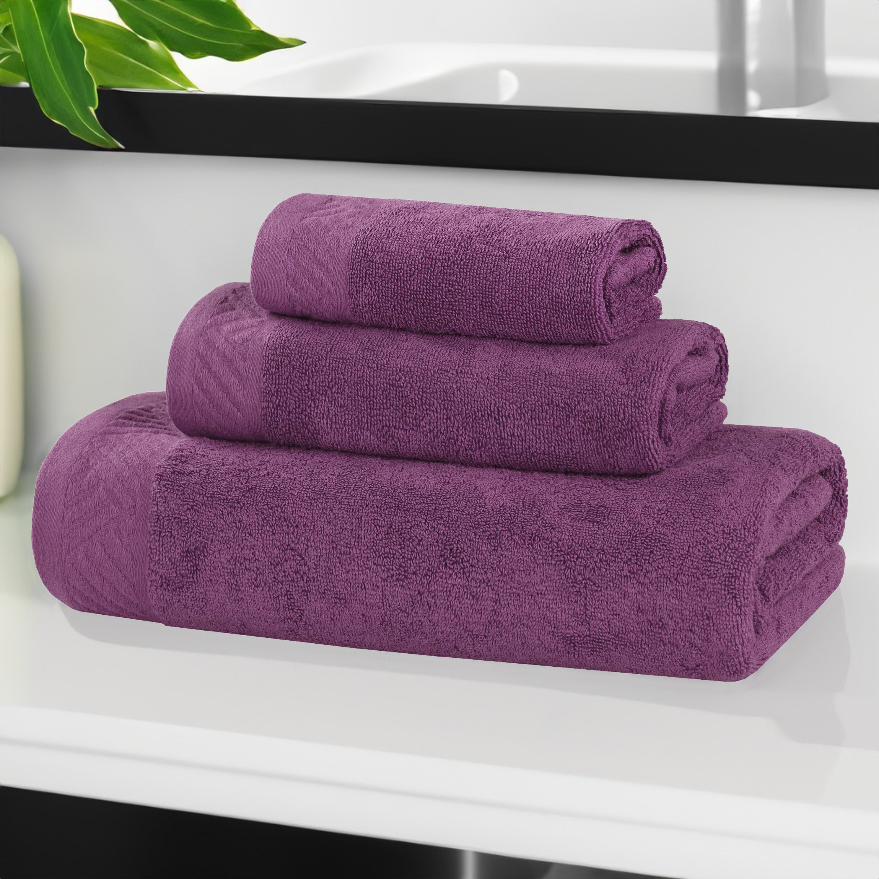 Premium Basketweave Egyptian Cotton 3-Piece Towel Set - Ultra Soft & Absorbent Bath, Beach & Gym Towels for Luxury Spa, Pool & Travel Use