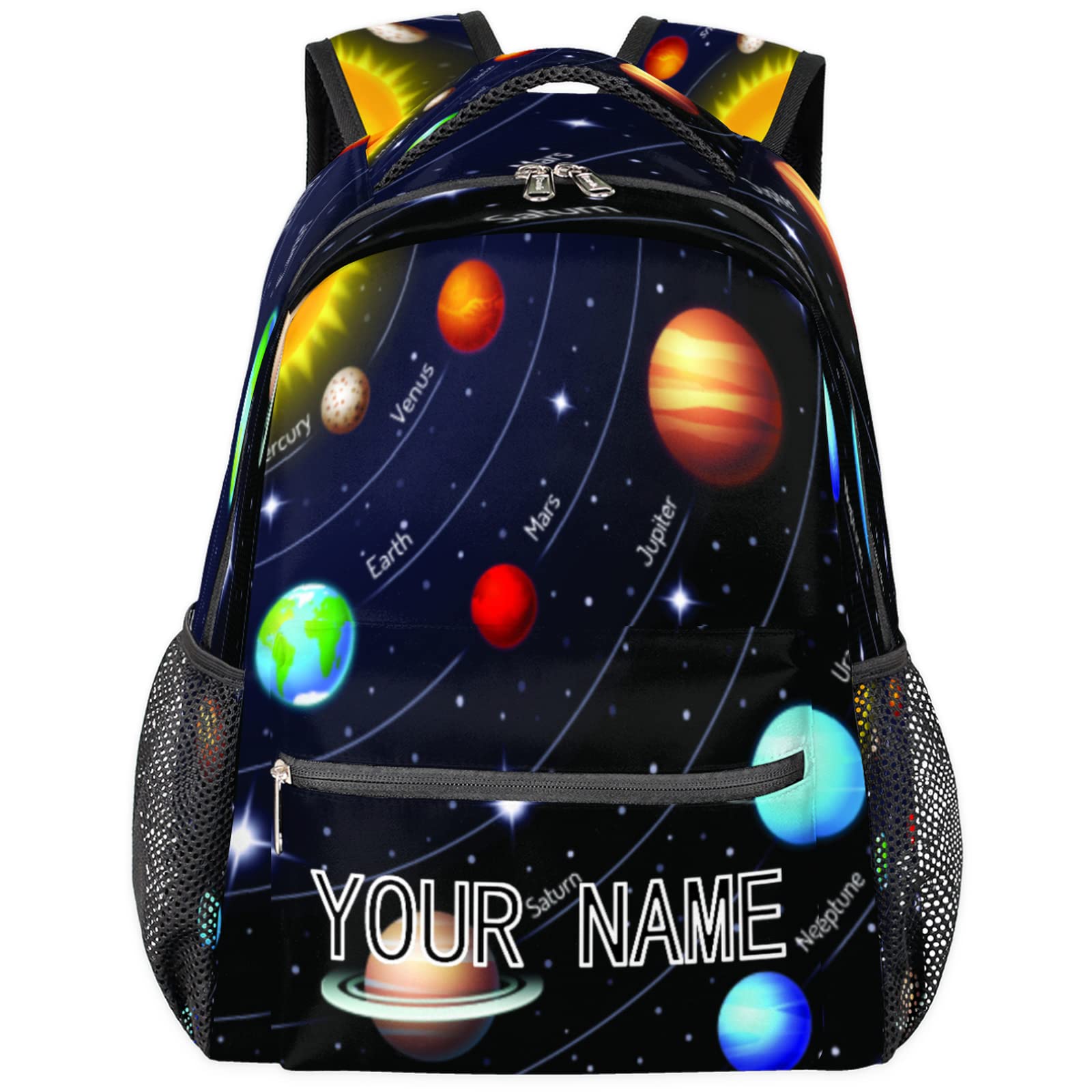 TropicalLife Solar System Galaxy Custom Backpack - Personalized Space Planets Bookbag with Name for School, Travel & Hiking | Durable Shoulder Daypack for Laptop, Gym & Outdoor Adventures