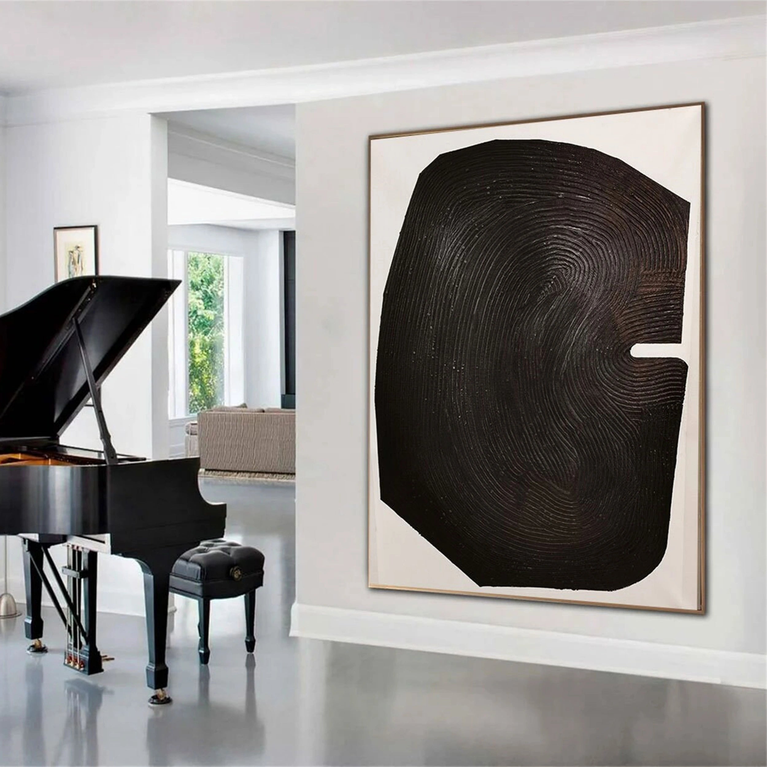 Black and White Abstract Textured Canvas Wall Art Painting - Modern Home Decor for Living Room, Bedroom & Office | MZ076
