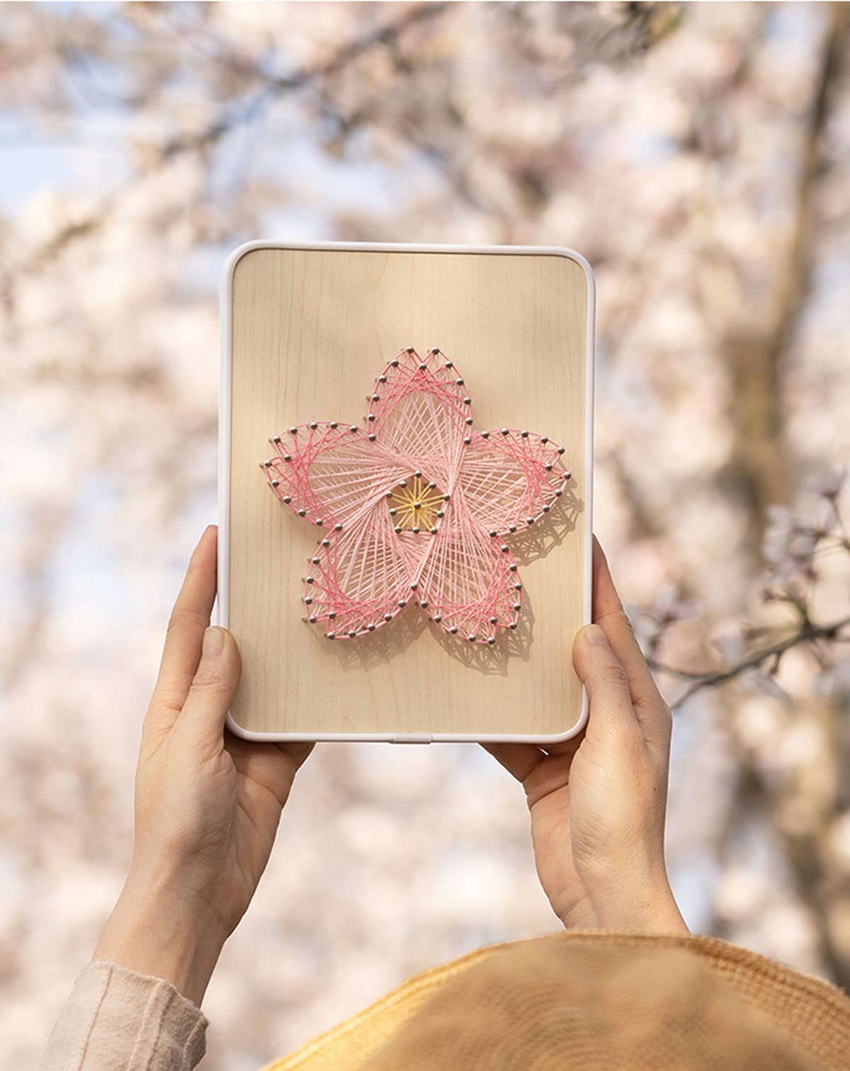 BAZIMA DIY String Art Kit for Beginners - Cherry Blossoms Craft Kit, Unique Gift for Holidays, Birthday, Home Decor & Wall Art