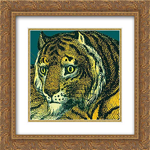 Wild Apple Portfolio 15x15 Inch Gold Ornate Framed Double Matted Museum Art Print - Jungle Flair II Wall Decor for Living Room, Bedroom & Office