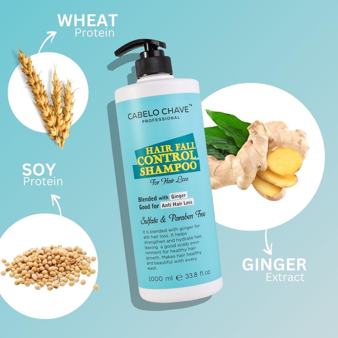 CABELO CHAVE Anti-Hair Fall Shampoo for Men & Women - 1000ml | Sulfate-Free & Natural Ingredients for Stronger Hair | Perfect for Daily Use & Hair Loss Prevention