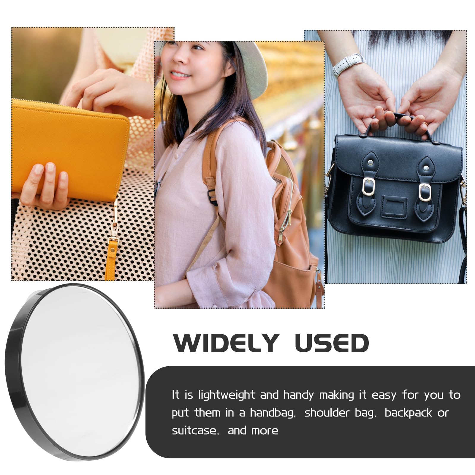 HEALLILY 7.5cm 5X Magnifying Glass Mirror - Small Round Wall Mirror for Makeup, Cosmetic, Bathroom with Suction Cups (Black) - Perfect for Travel, Home Vanity & Professional Salon Use