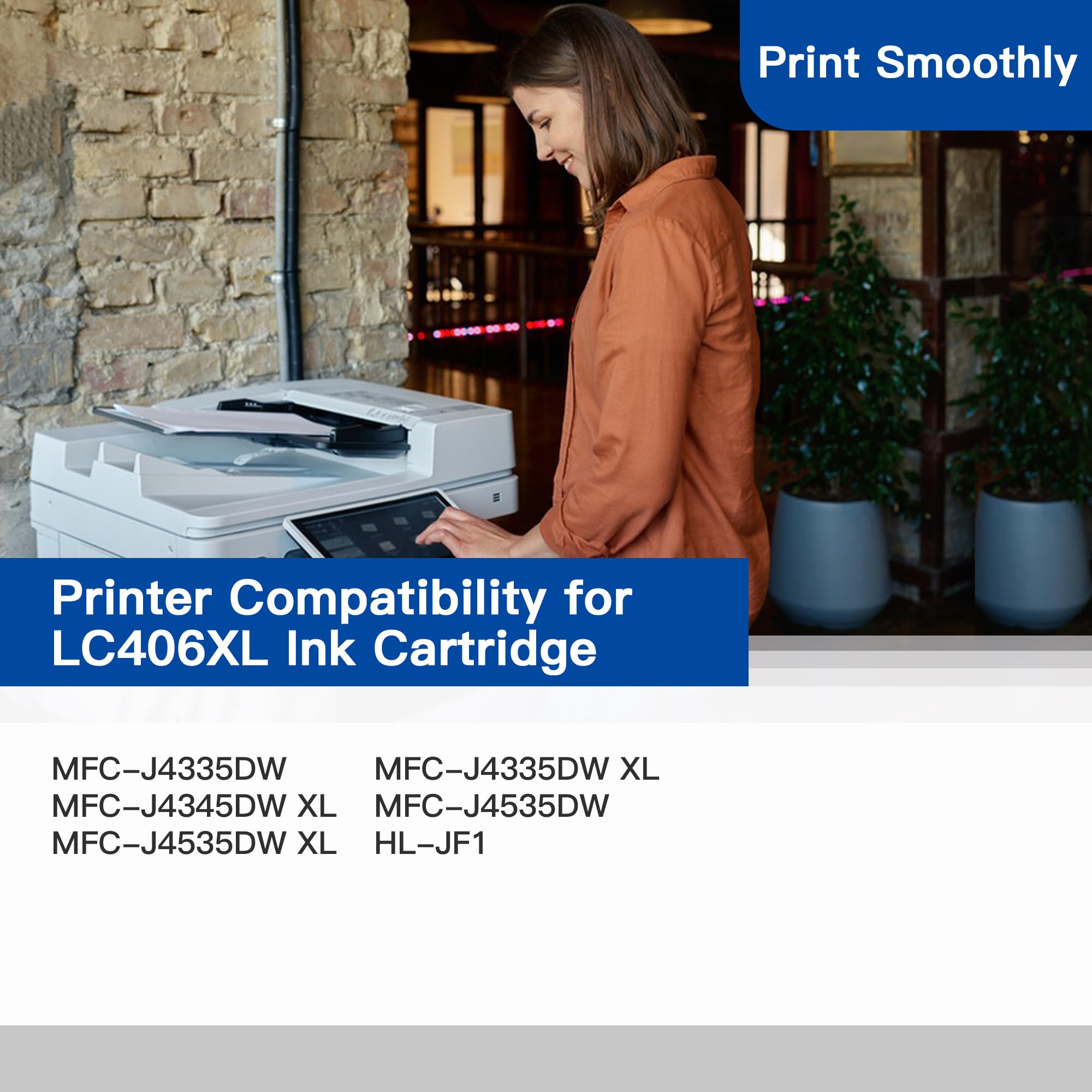 High Yield LC406XL Ink Cartridge 4-Pack - Compatible with Brother Printers MFC-J4535DW/J4335DW/J5855DW/J6555DW - Replacement for LC406/LC406XL - Perfect for Home Office Printing & Small Business Documents