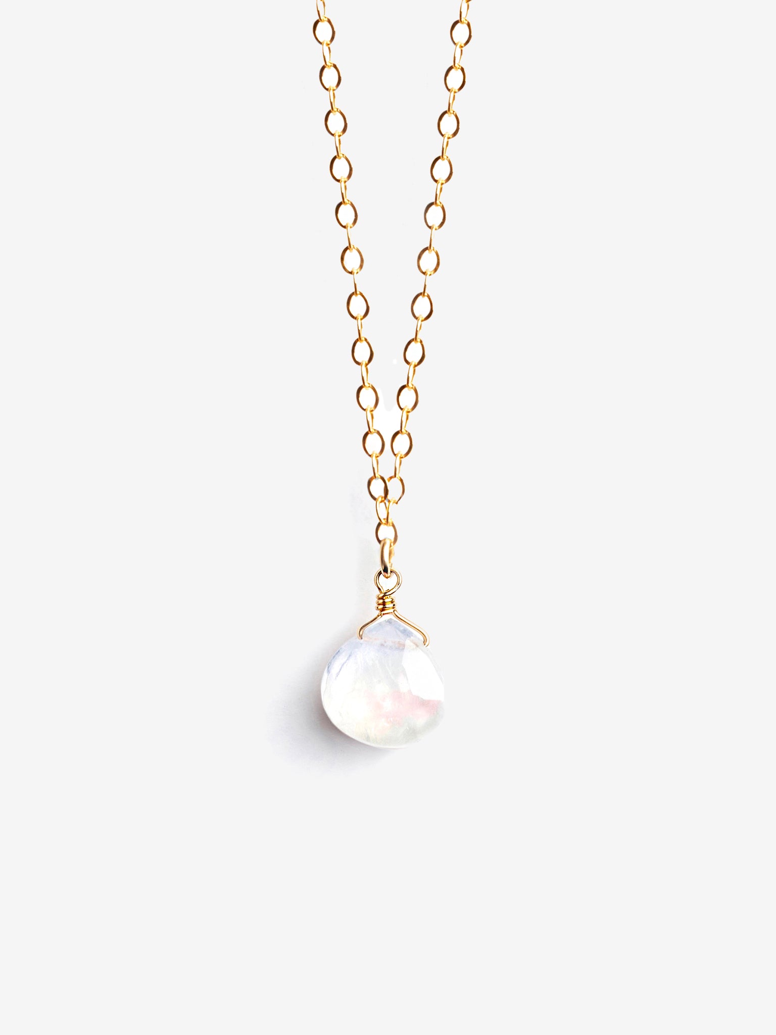 Wanderlust Life 14K Gold Chain Pendant Necklace with Genuine Rainbow Moonstone - Perfect for Boho Jewelry Lovers & Everyday Layering