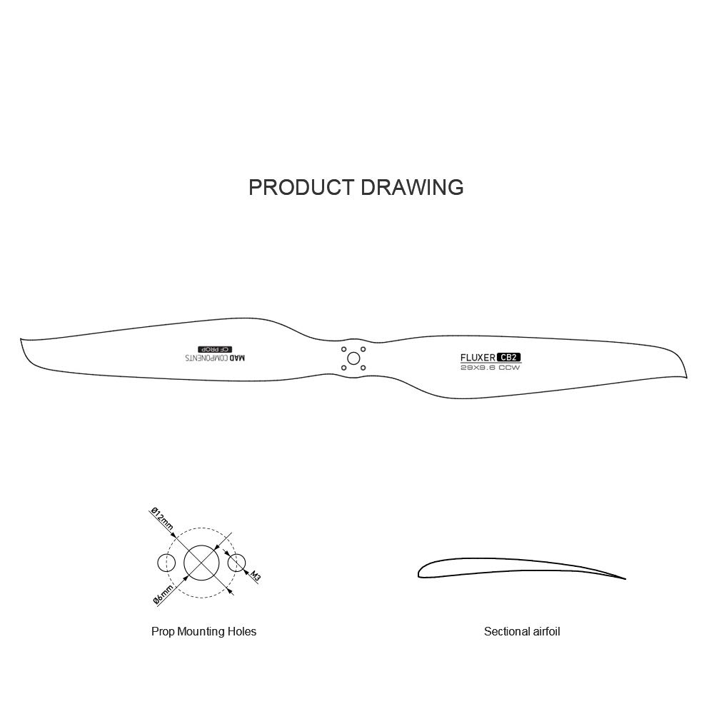Upgraded Ultralight Carbon Fiber Propeller 29x9.6in for DJI Drone, Multirotor, Quadcopter, Hexacopter - Fluxer CB2 Prop-D10-D20 (M3X4) - High Performance RC DIY Hobby Rig - Perfect for Aerial Photography, Racing, and FPV Flying