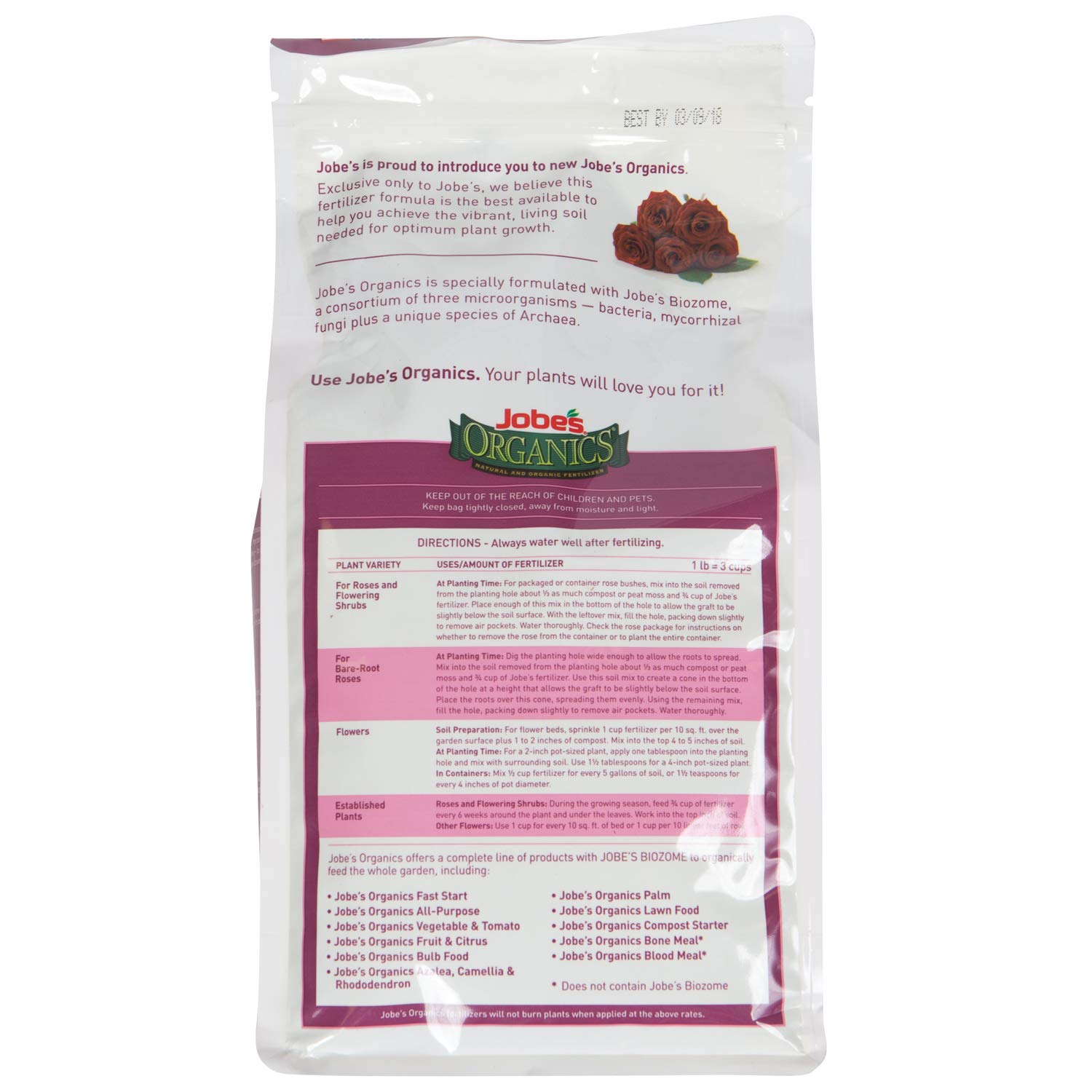 Organic Rose Fertilizer by Jobe's - 4 lbs Granular Plant Food for Roses, Hydrangeas, Hibiscus & Flowering Shrubs - All-Natural Nutrient Boost for Vibrant Blooms - Perfect for Garden Beds, Containers & Landscape Plants