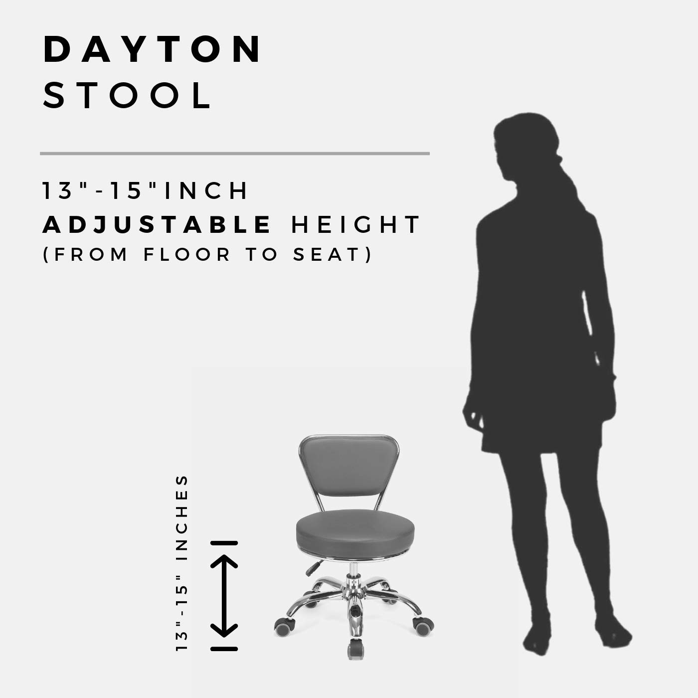 Dayton Garage Rolling Seat (Cashmere) - Adjustable Height 13