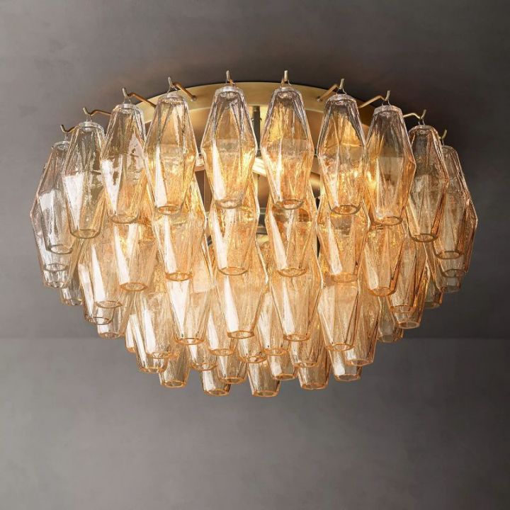 Galaxy Clear Glass Flushmount Ceiling Light Fixture - 22 Inch Modern Crystal Chandelier for Bedroom, Living Room & Dining Room Lighting