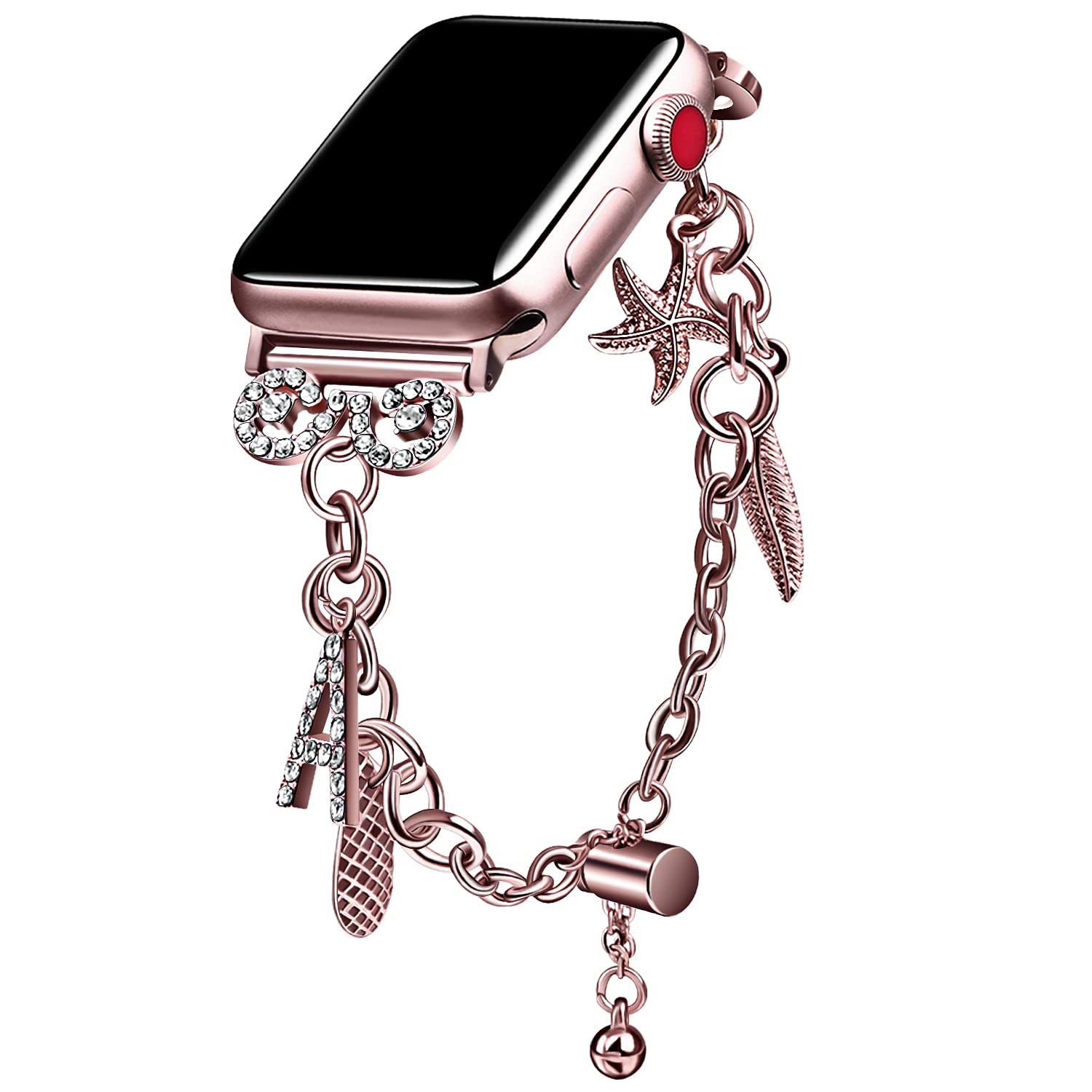 VIQIV Luxury Metal Bracelet Band Compatible with Apple Watch Ultra 49mm 45mm 44mm 42mm 41mm 40mm 38mm & SE Series 8/7/6/5/4/3/2/1 - Elegant Bling Jewelry Strap for Women & Girls - Perfect for Parties, Weddings & Formal Occasions