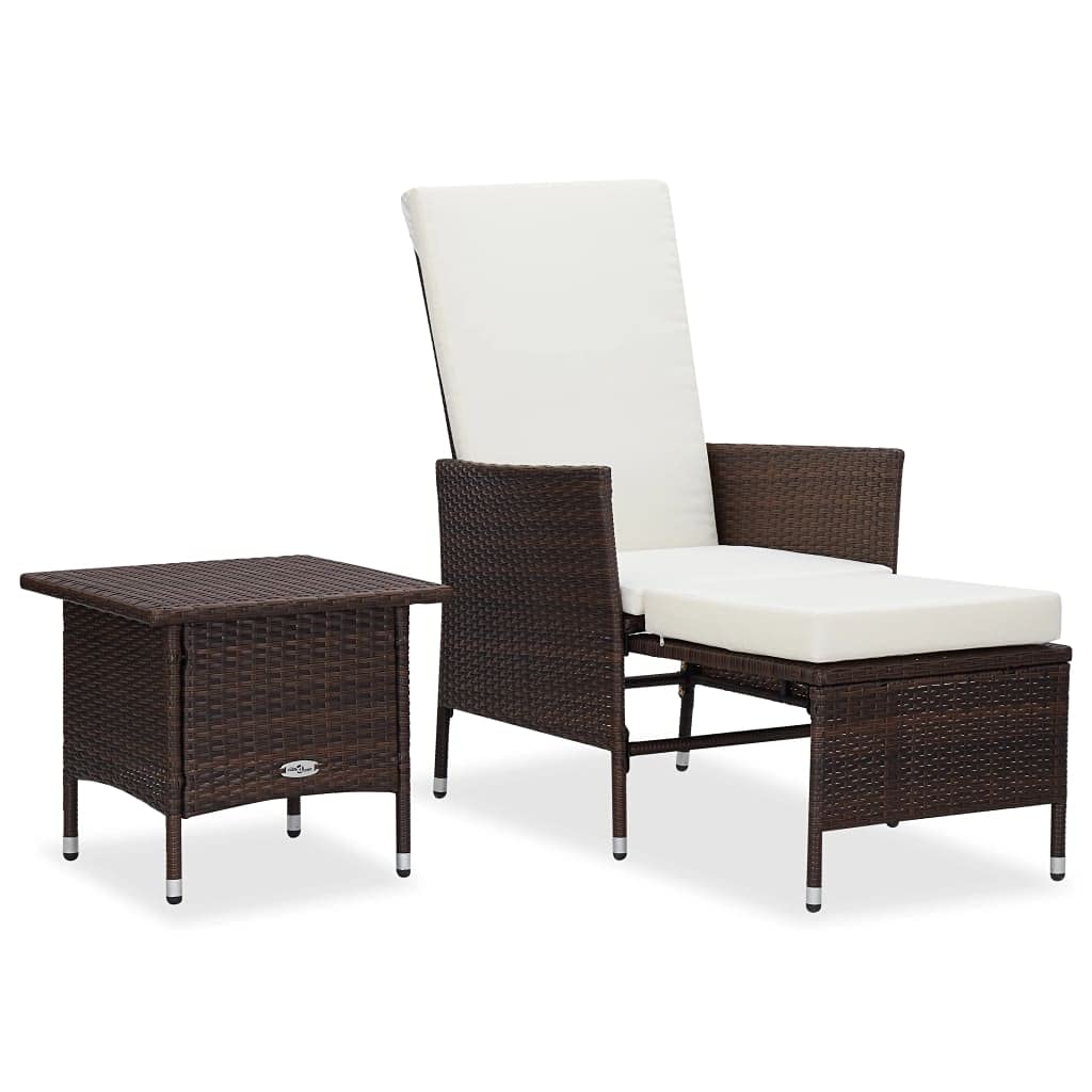 Outdoor Patio Furniture Set 2-Piece - All-Weather Brown Poly Rattan Sectional Sofa with Cushions - Perfect for Backyard, Garden & Poolside Relaxation