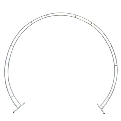 2.7 x 2.3m White Metal Wedding Arch with 2-Circle Design - Outdoor Party Backdrop Stand for Birthday, Graduation, Celebration - Double-Hood Frame with Flower Garland - Perfect for Garden, Lawn, and Indoor Decorations