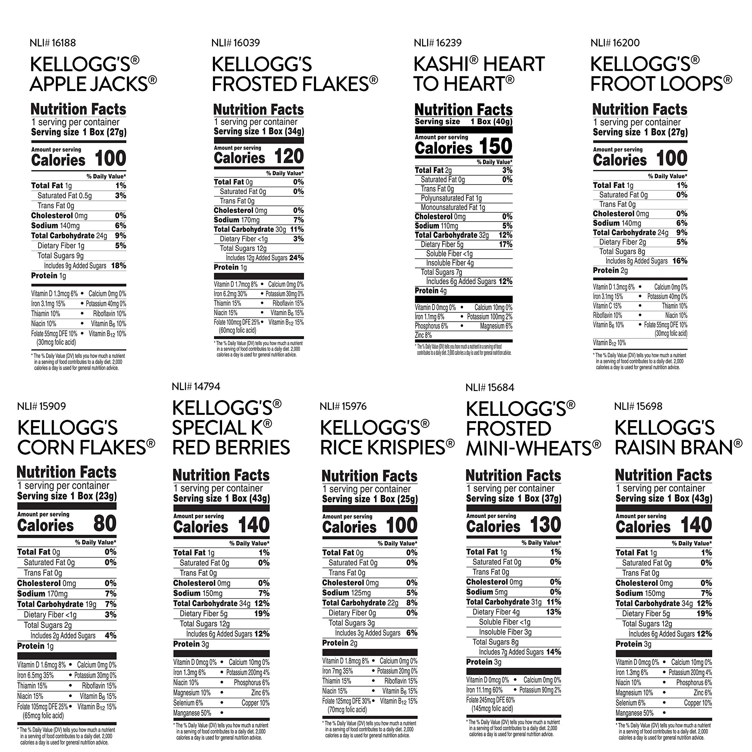 Kellogg's Breakfast Cereal Variety Pack - 72 Count Assortment | Whole Grain, Vitamins & Minerals | Perfect for Family Breakfast, Office Snacks & Kids Lunch Boxes
