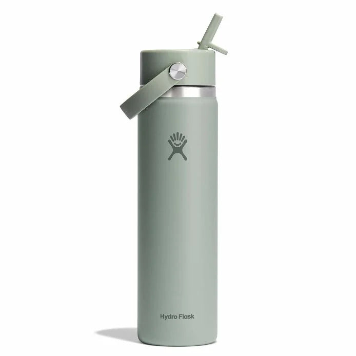 24 oz Wide Mouth Water Bottle with Flex Straw Cap - Leak Proof & BPA Free - Perfect for Gym, Hiking, Travel & Everyday Hydration