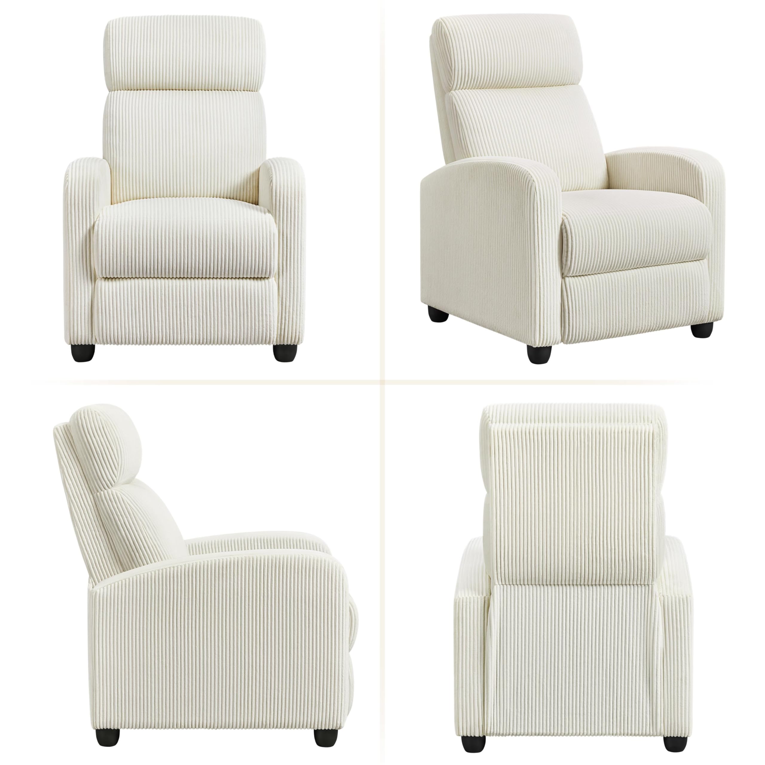 Yaheetech Modern Adjustable Recliner Chair - Single Sofa with Corduroy Upholstery for Living Room, Bedroom & Home Theater - Comfortable Reclining Lounge Chair in Beige | Perfect for Relaxing, Watching TV & Napping
