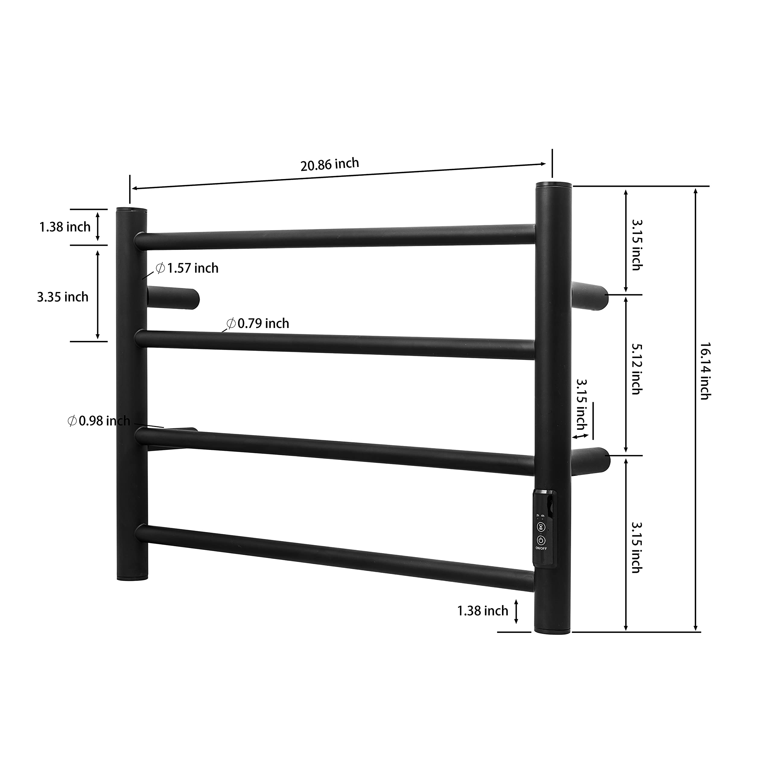 Stainless Steel Electric Heated Towel Rack - 4 Bar Wall Mounted Bathroom Towel Warmer with Built-in Timer & Matte Black Finish | Perfect for Spa, Luxury Bathrooms & Guest Suites