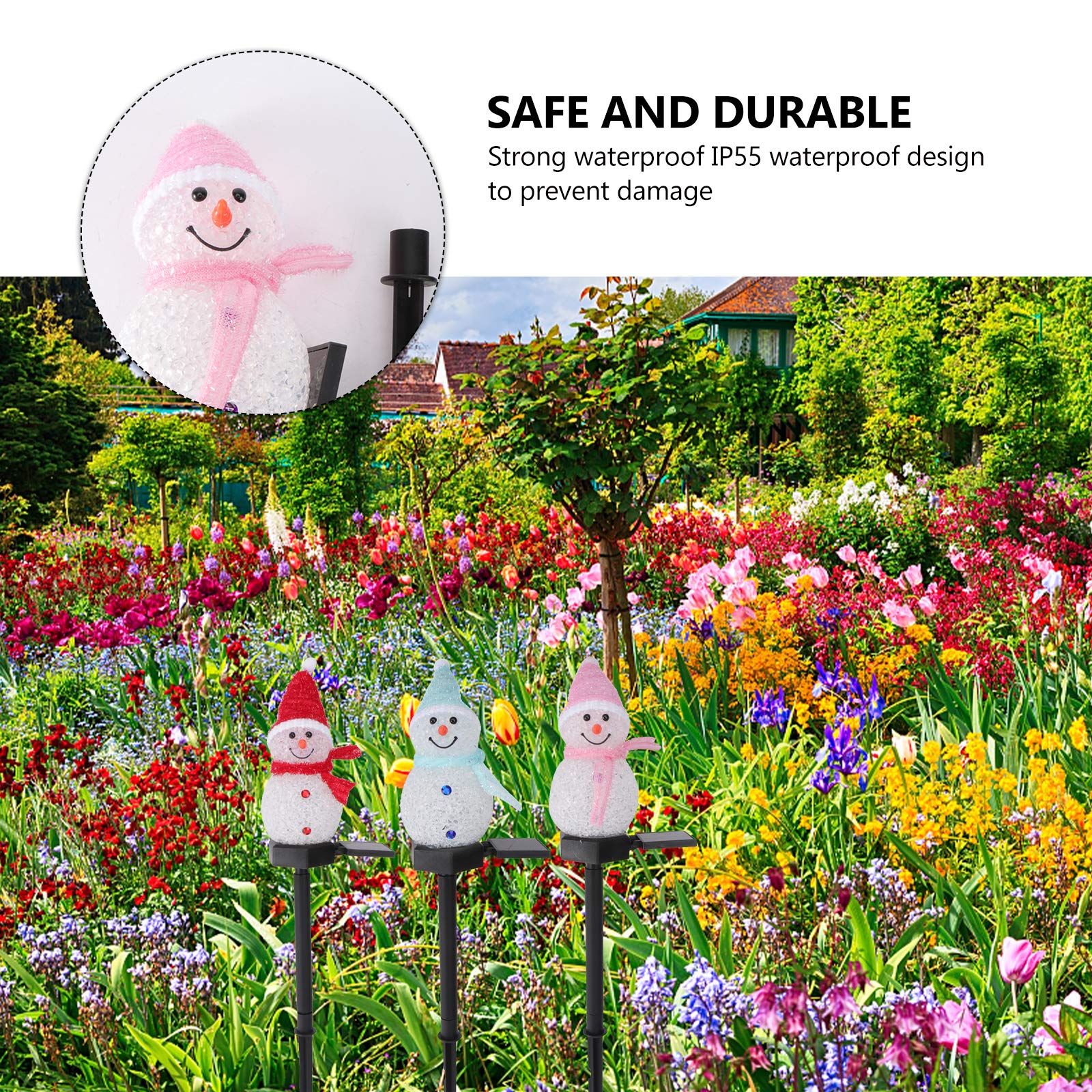 3pcs Christmas Lawn Lights - Snowman Garden Stake Lights with Resin Base for Outdoor Holiday Decor, Perfect for Yard, Pathway, and Landscape Lighting During Christmas Season