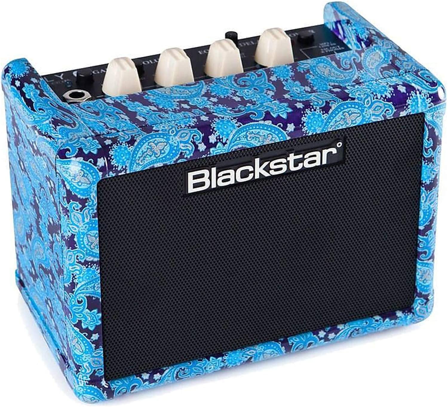 Blackstar Fly 3 Blue - 3 Watt 1x3 Guitar Combo Amplifier with Bluetooth & Purple Paisley Design - Perfect for Home Practice, Travel, and Small Gigs