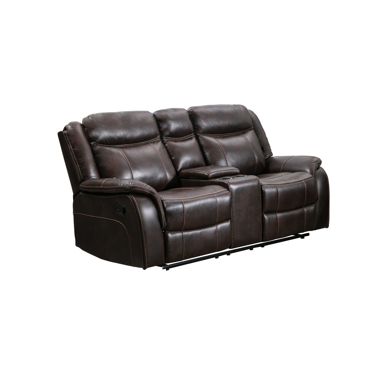 Premium Leather Gel Recliner Sofa Loveseat with Storage Console - Ergonomic Living Room Furniture for Relaxation & Movie Nights