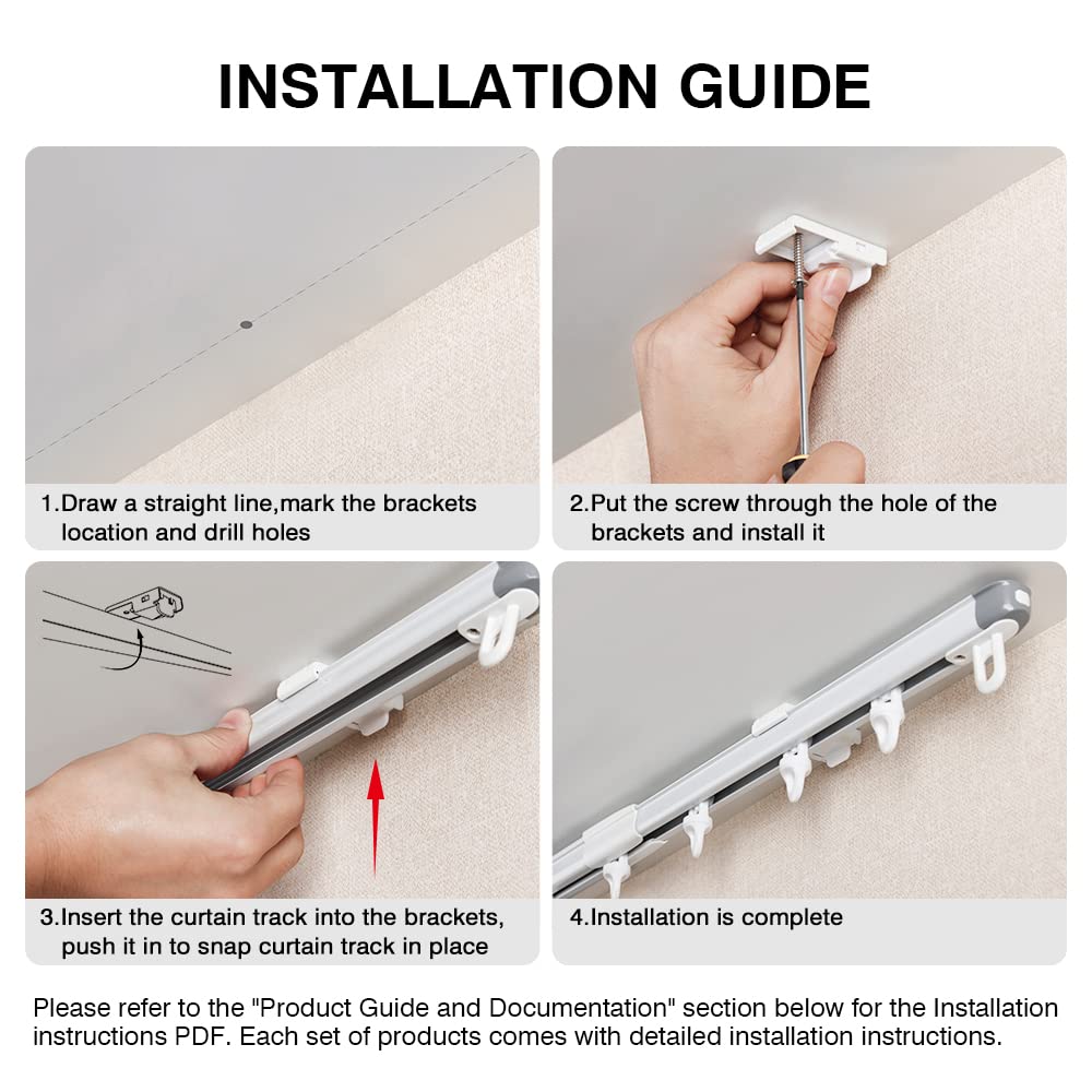 Adjustable Telescopic Ceiling Mount Curtain Track System (51-94 Inch) - White Room Divider for Home & Office Partition - Perfect for Living Rooms, Bedrooms, and Studio Spaces