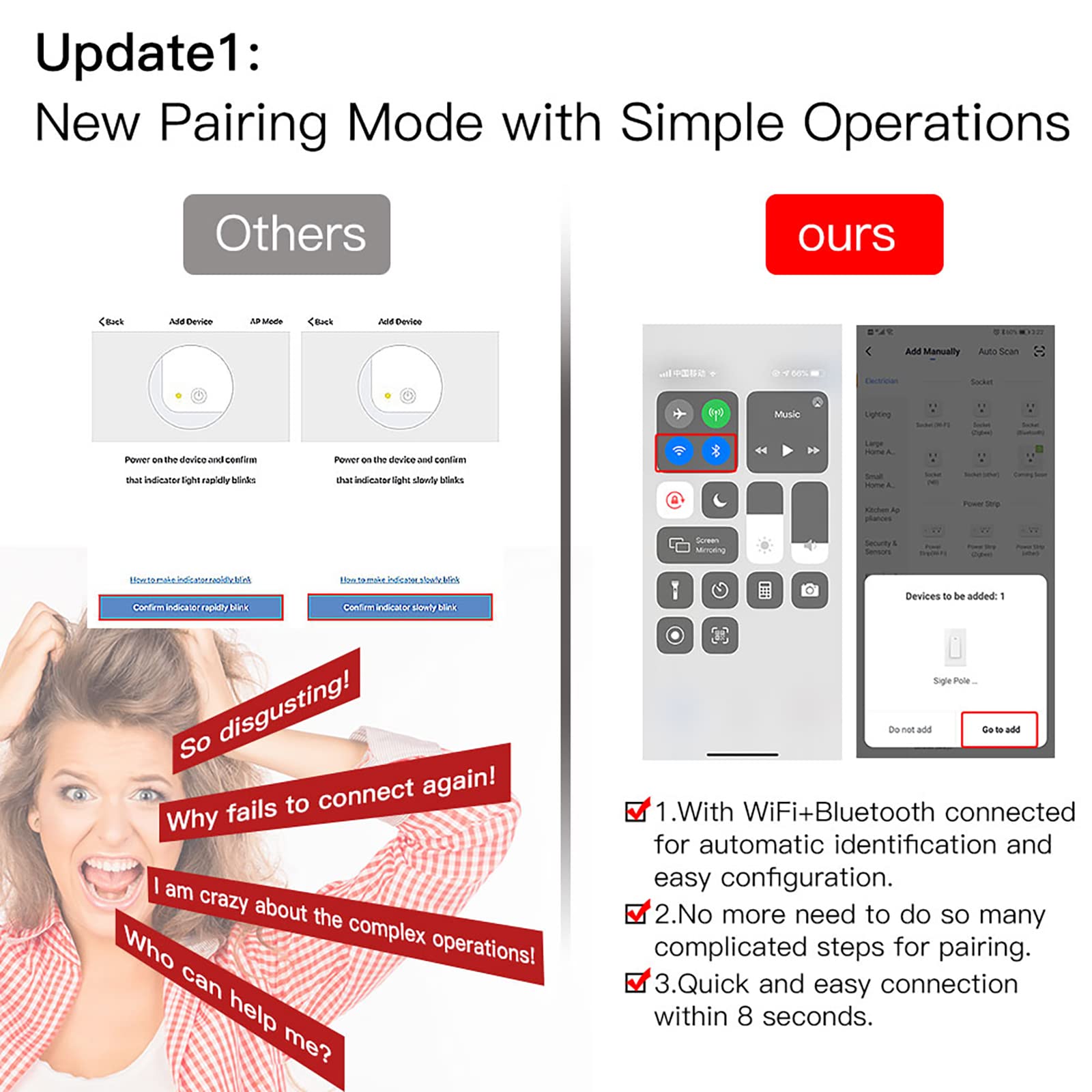 MOES WiFi Smart Light Switch 4 Pack - Single Pole/Multi-Control, Neutral Wire Required, 2.4GHz Wi-Fi, Works with Alexa & Google Home via Smart Life/Tuya App (No Hub Needed) - Perfect for Home Automation & Smart Lighting Control in Living Rooms, Bedrooms & Kitchens