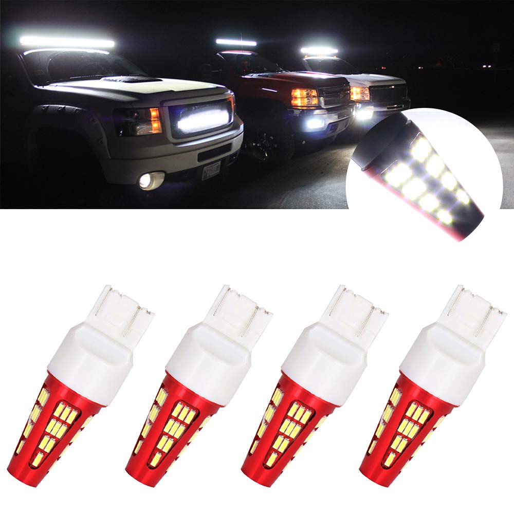 CCiyu 7443 LED Bulbs White 48ets 7440 T20 Light Bulbs - Super Bright 6000K Cool White LED Replacement Bulbs for Backup Reverse Lights, Tail Lights, Brake Lights - 4Pcs Pack - Perfect for Cars, Trucks, SUVs, Motorcycles