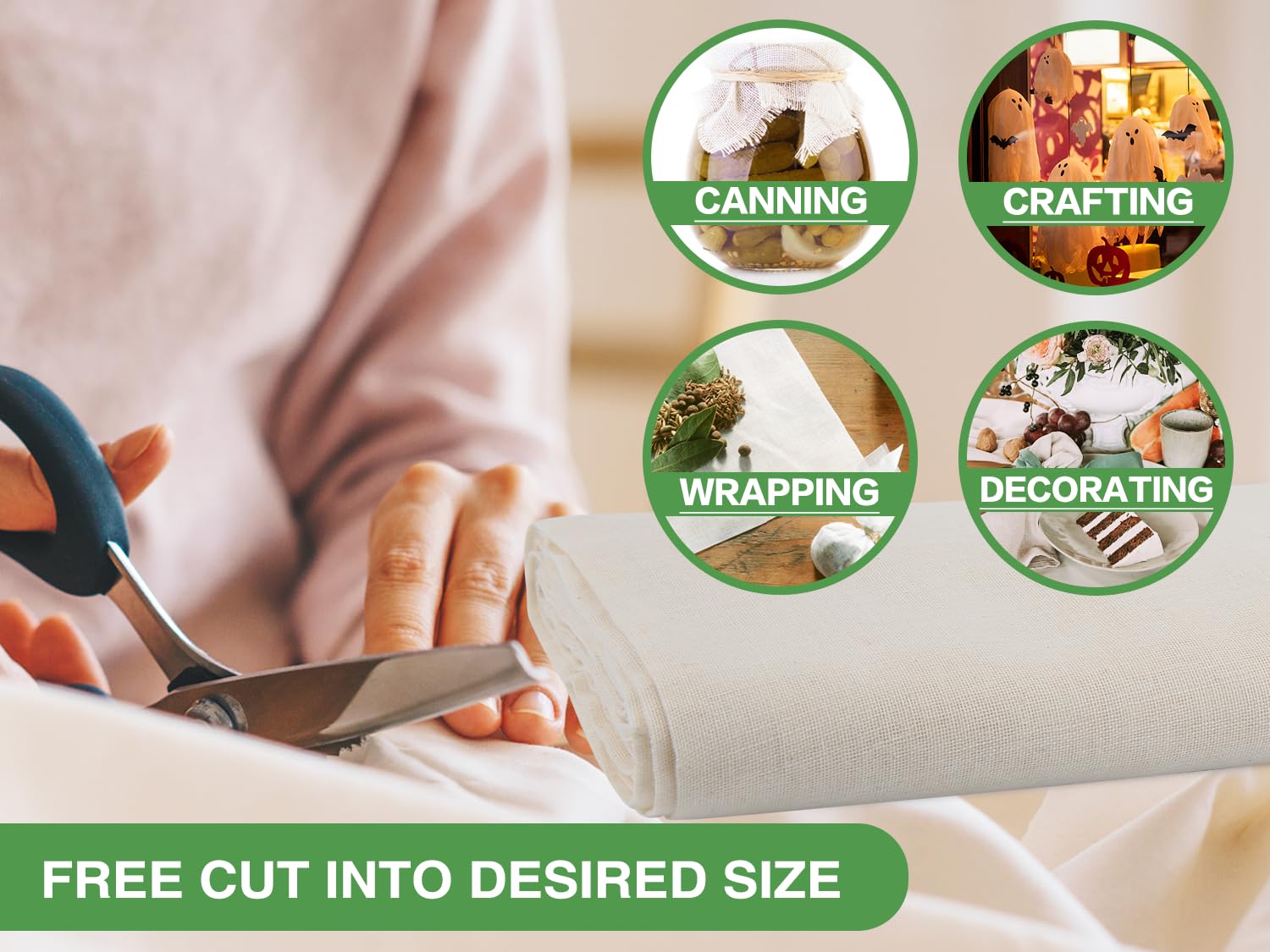Premium Unbleached Cotton Cheesecloth - Grade 100, 27 Sq Ft (3 Yards) Reusable Fine Mesh Fabric with Closed Edges for Cooking, Straining, Sushi Rice, Cheese Making & DIY Crafts - Ideal for Home Kitchens & Professional Chefs