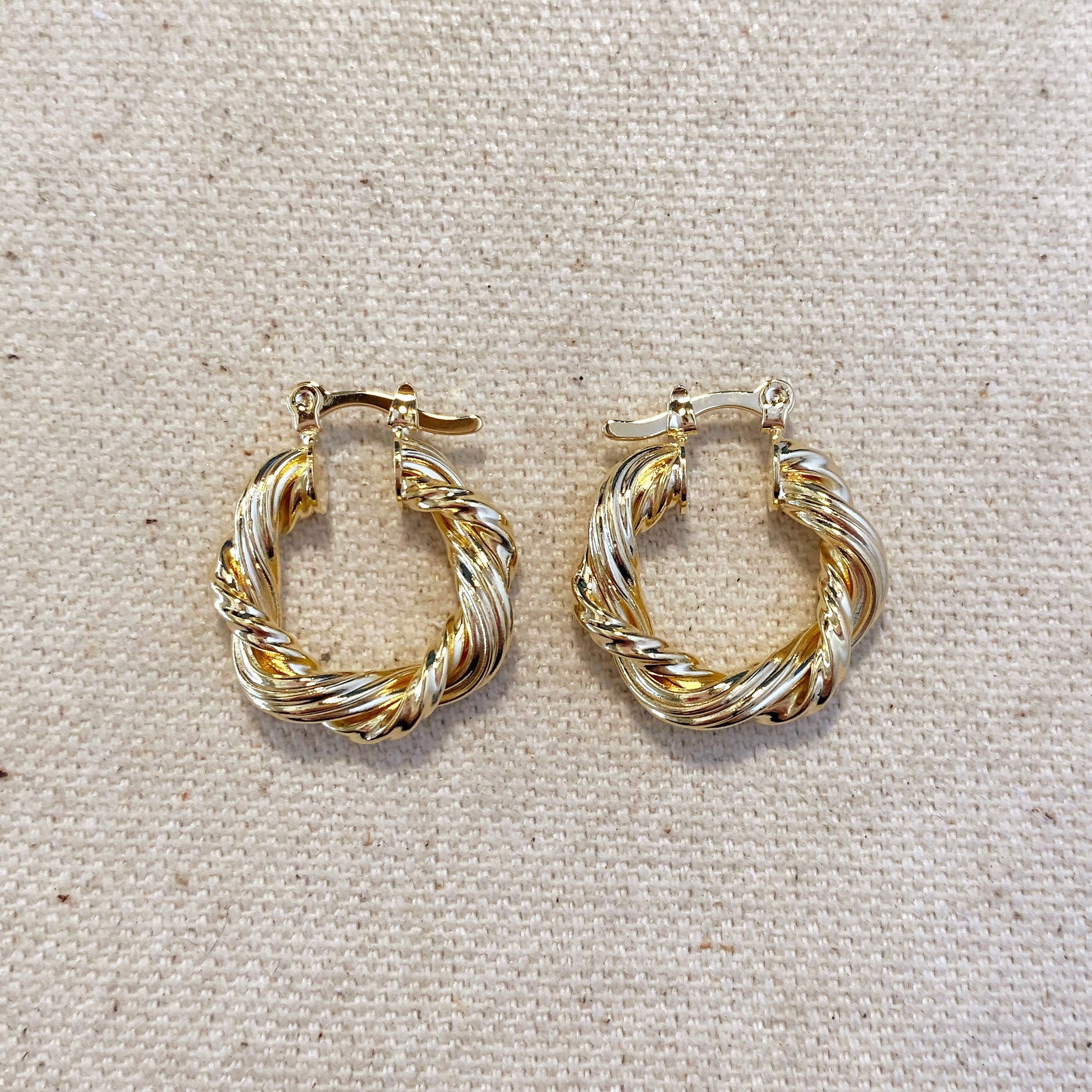 18k Gold Filled 21mm Double Twisted Tube Hoop Earrings for Women - Trendy Chunky Statement Jewelry for Everyday Wear & Special Occasions