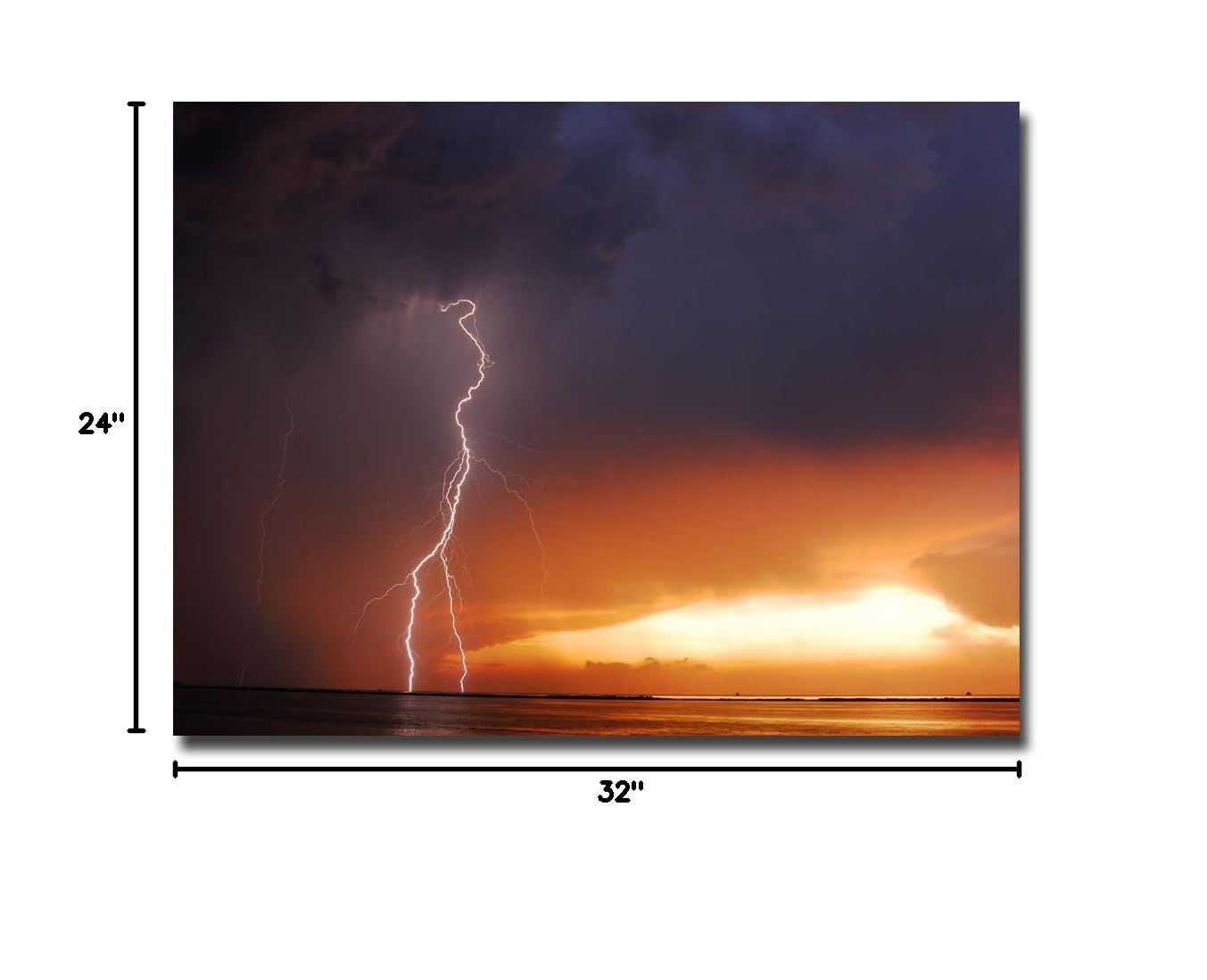 Trademark Fine Art Kurt Shaffer Lightning Sunset VI Canvas Wall Art Print - 24x32 Inches - Stunning Sunset Landscape Painting for Living Room, Bedroom & Office Decor