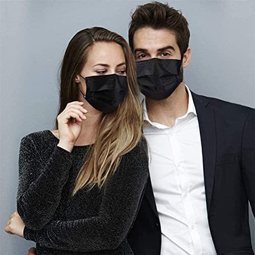 Wisezag 100-Pack Black Disposable 3-Ply Surgical Masks with Nose Clip - Breathable, Comfortable & Protective for Daily Use, Travel, and Work Safety