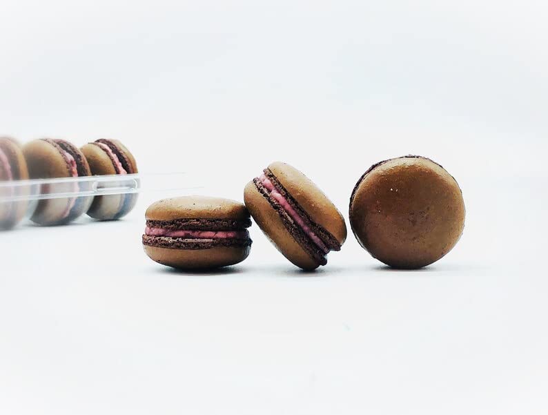 50 Pack Gluten Free French Chocolate Raspberry Buttercream Macarons - Premium Bakery Desserts for Parties, Weddings & Gifts | Delicious French Pastries for Cafes, Events & Special Occasions