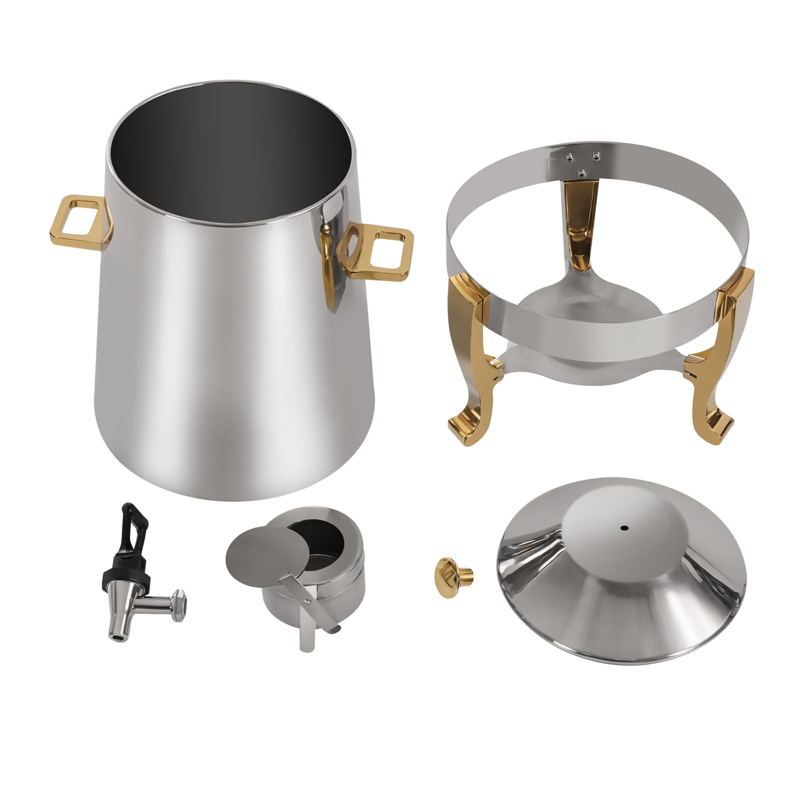 13L Stainless Steel Coffee Urn with Fuel Holder - Continuous Heating Beverage Dispenser for Hot & Cold Drinks - Perfect for Parties, Buffets, Catering (Gold Alcohol) - Ideal for Coffee, Tea, Hot Chocolate and Punch Serving at Events