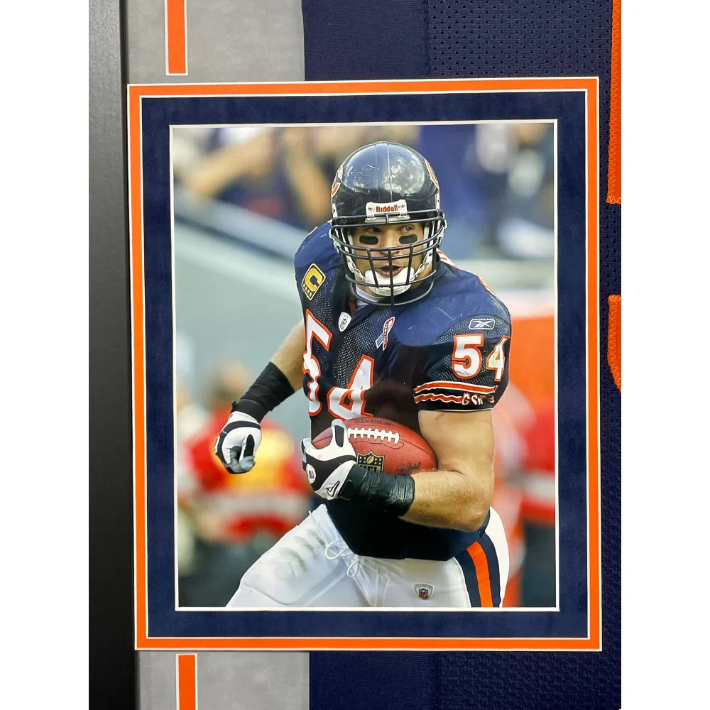 Brian Urlacher Autographed Chicago Bears Jersey - Framed BAS Signed Inscribed HOF Collectible - Perfect for Sports Memorabilia Displays, Man Cave Decor & NFL Fan Gifts
