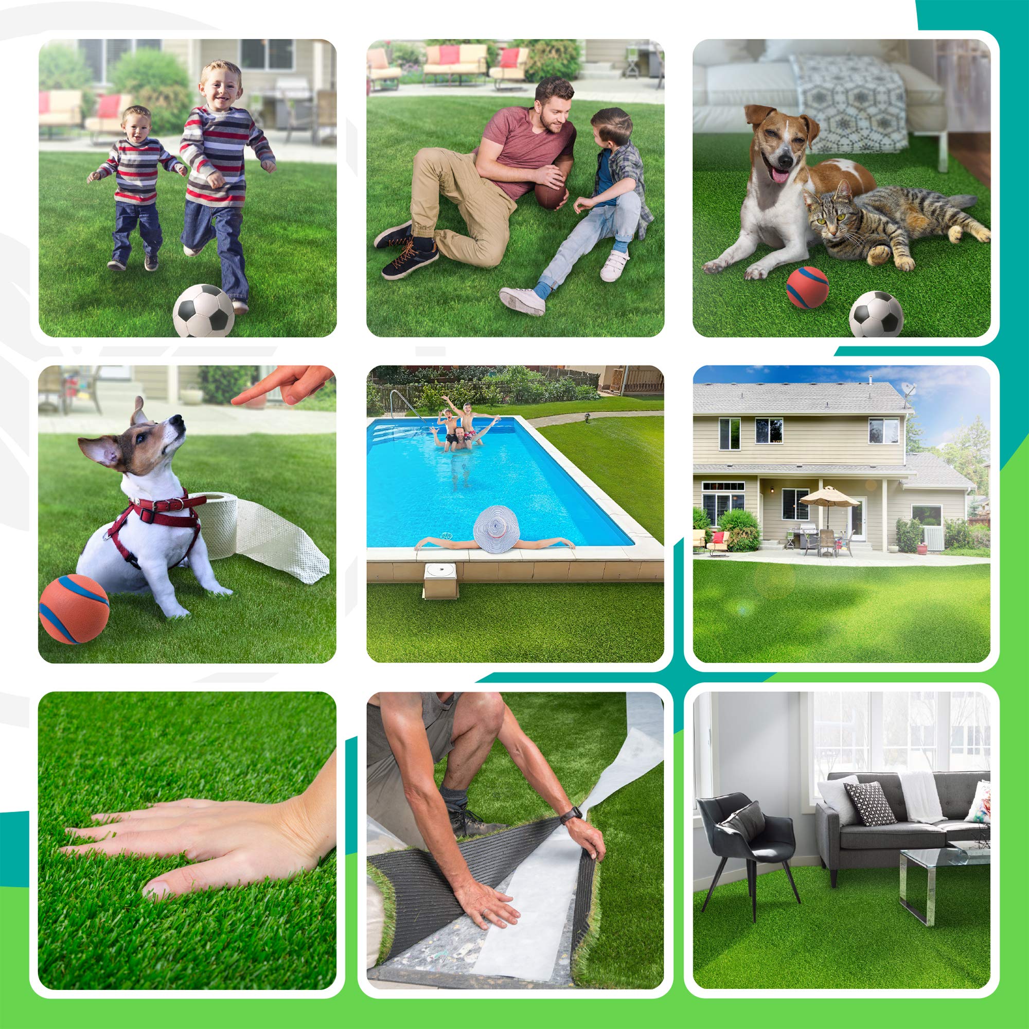 Premium 5 ft x 8 ft Realistic Astroturf Rug - Eco-Friendly Synthetic Grass Carpet with Drain Holes - Easy to Clean, Non-Toxic & Durable - Perfect for Patio, Backyard, Play Area & Photo Backdrop (Multiple Sizes Available)