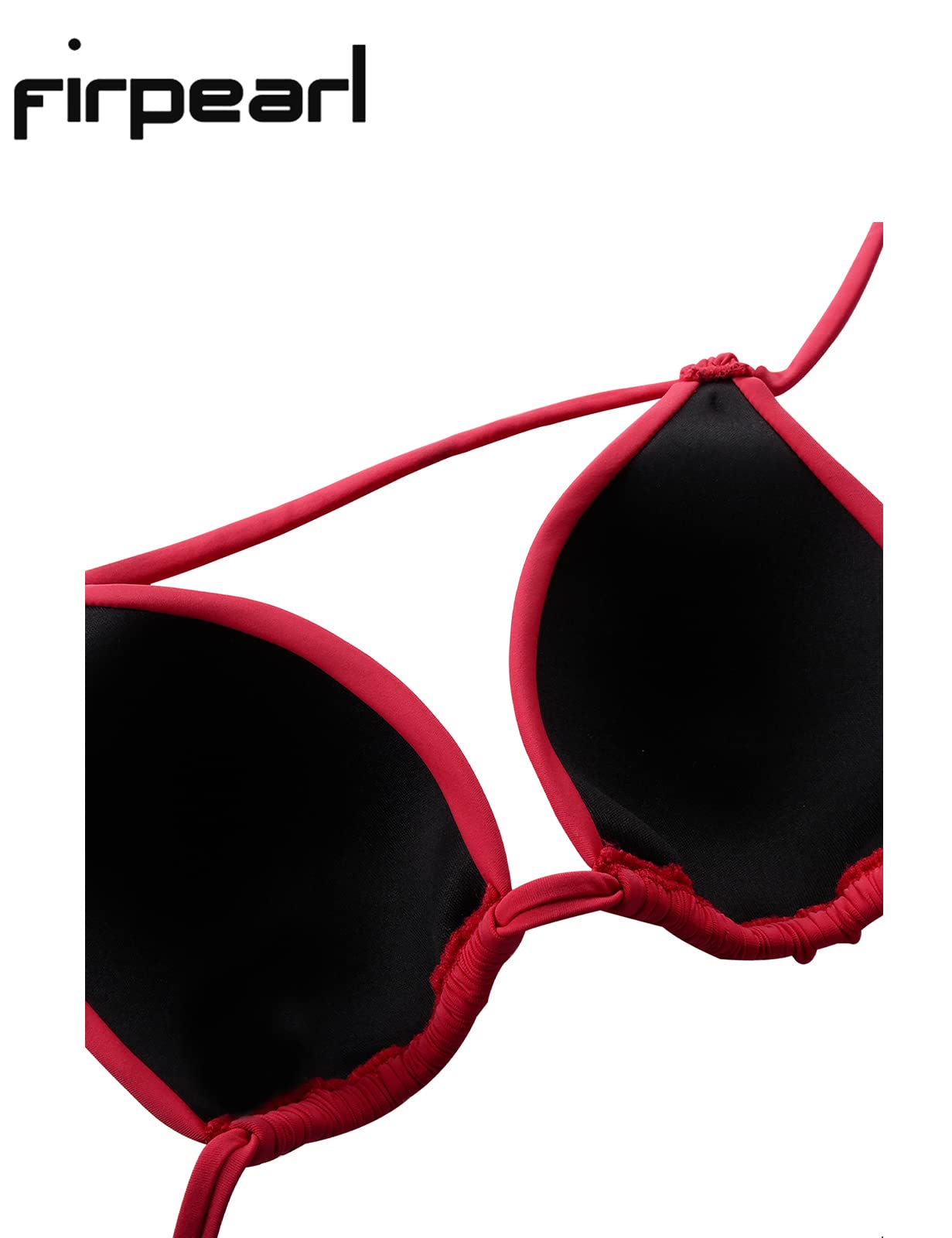 Firpearl Women's Push Up Triangle Bikini Top - Adjustable Halter Swimsuit with Ruching for Beach, Pool & Summer Vacation